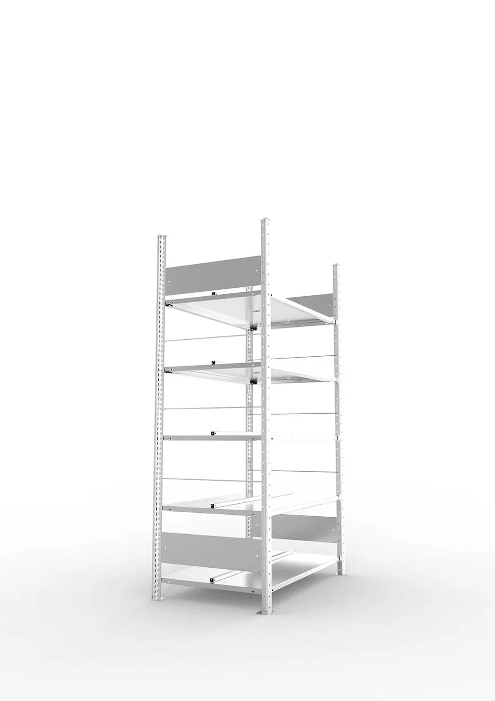 Büroregal Pro-Flex Stecksystem Grundregal – 185×100×60 cm, verzinkt, doppelseitig
