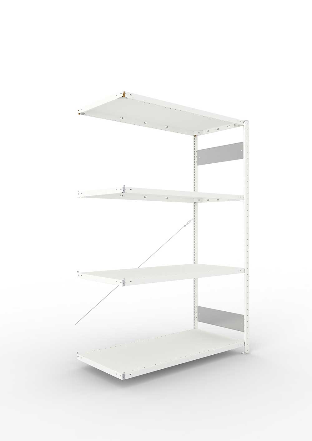 Metallregal Pro-Flex Stecksystem Anbauregal – 200×130×60 cm, 230 kg, RAL 7035, 4 Böden