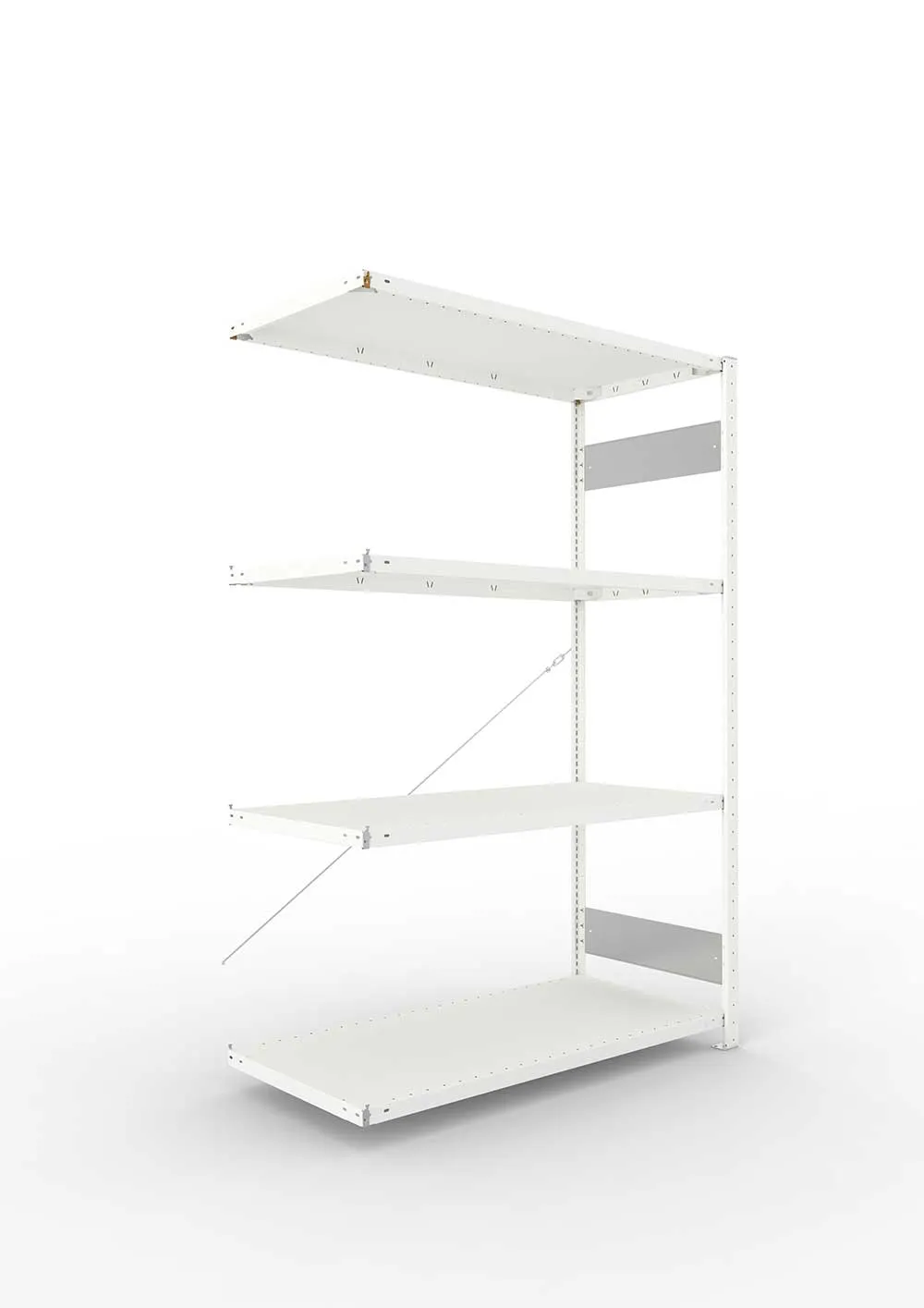 Metallregal Pro-Flex Stecksystem Anbauregal – 200×130×60 cm, 230 kg, RAL 7035, 4 Böden
