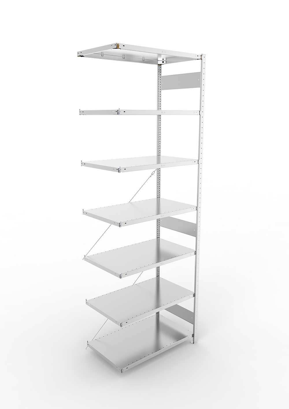 Metallregal Pro-Max Stecksystem Anbauregal – 300×100×60 cm, 150 kg, verzinkt, 7 Böden