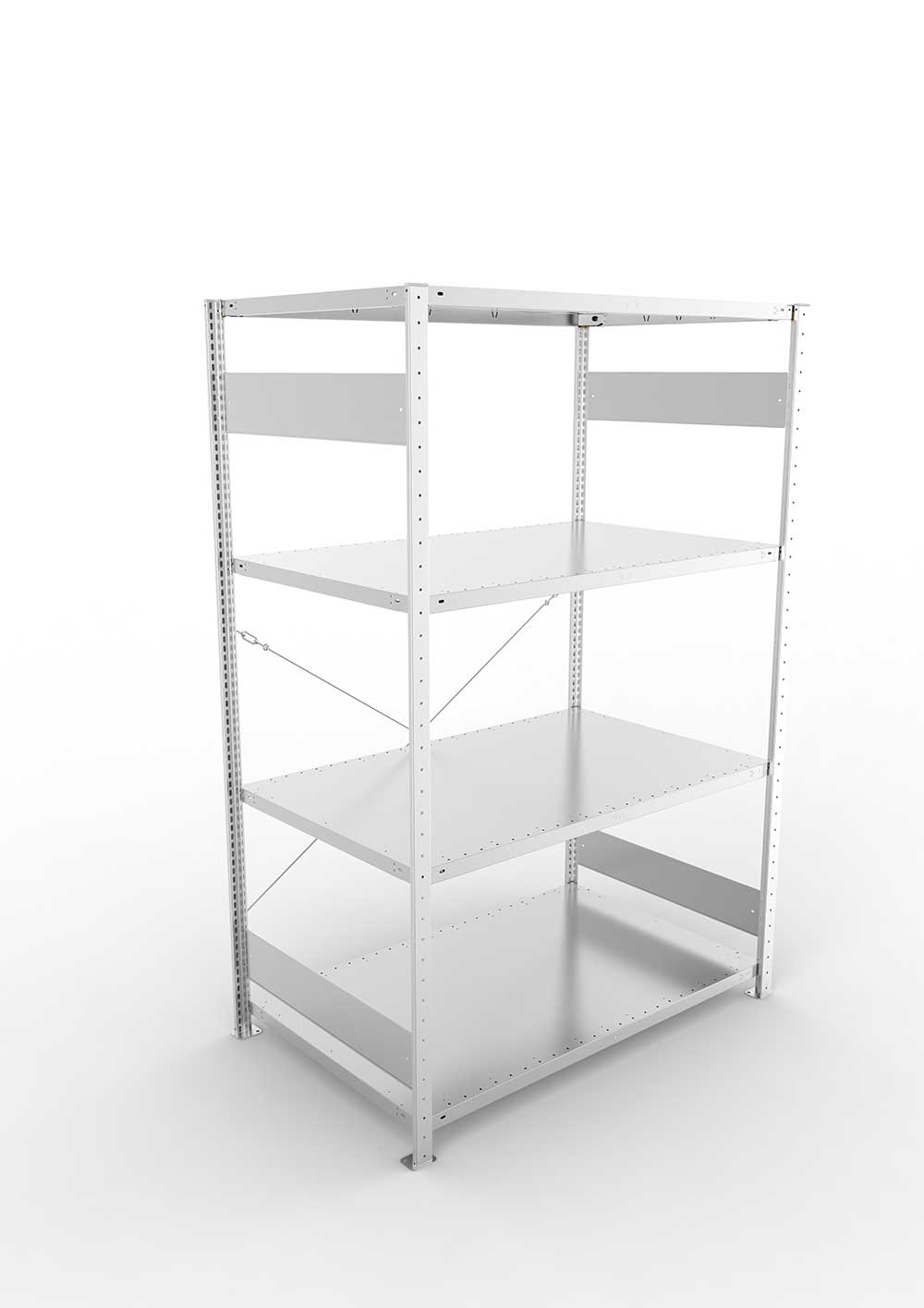 Metallregal Pro-Flex Stecksystem Grundregal – 200×130×80 cm, 230 kg, verzinkt, 4 Böden
