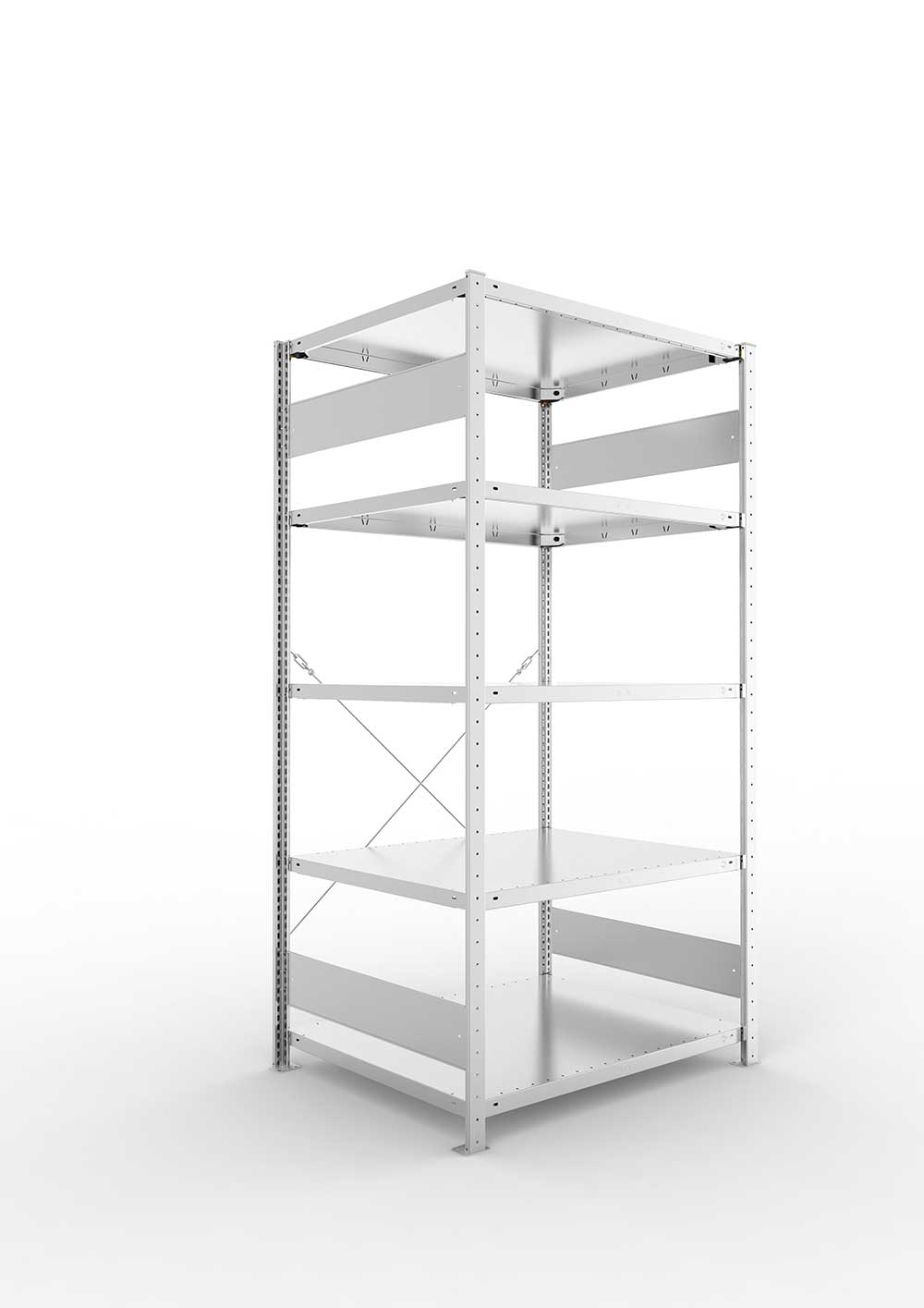 Schwerlastregal Pro-Flex Stecksystem Grundregal – 200×100×80 cm, 230 kg, verzinkt, 5 Böden