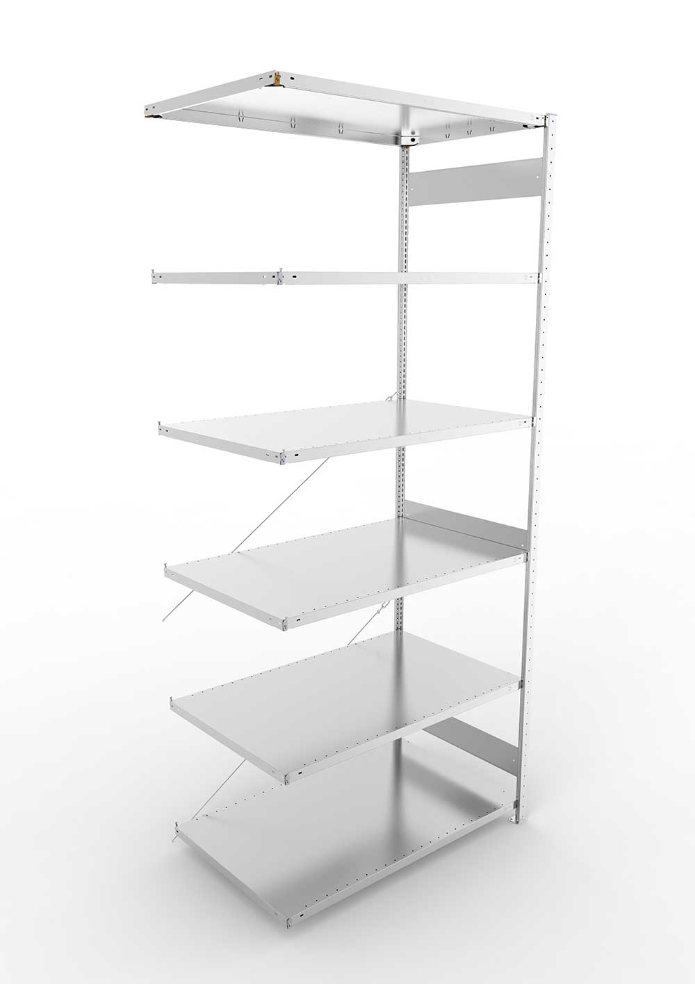 Metallregal Pro-Max Stecksystem Anbauregal – 300×130×80 cm, 230 kg, verzinkt, 6 Böden