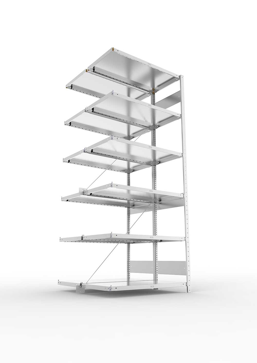 Metallregal Pro-Flex Stecksystem Doppelanbauregal – 250×100×50 cm, 230 kg, verzinkt