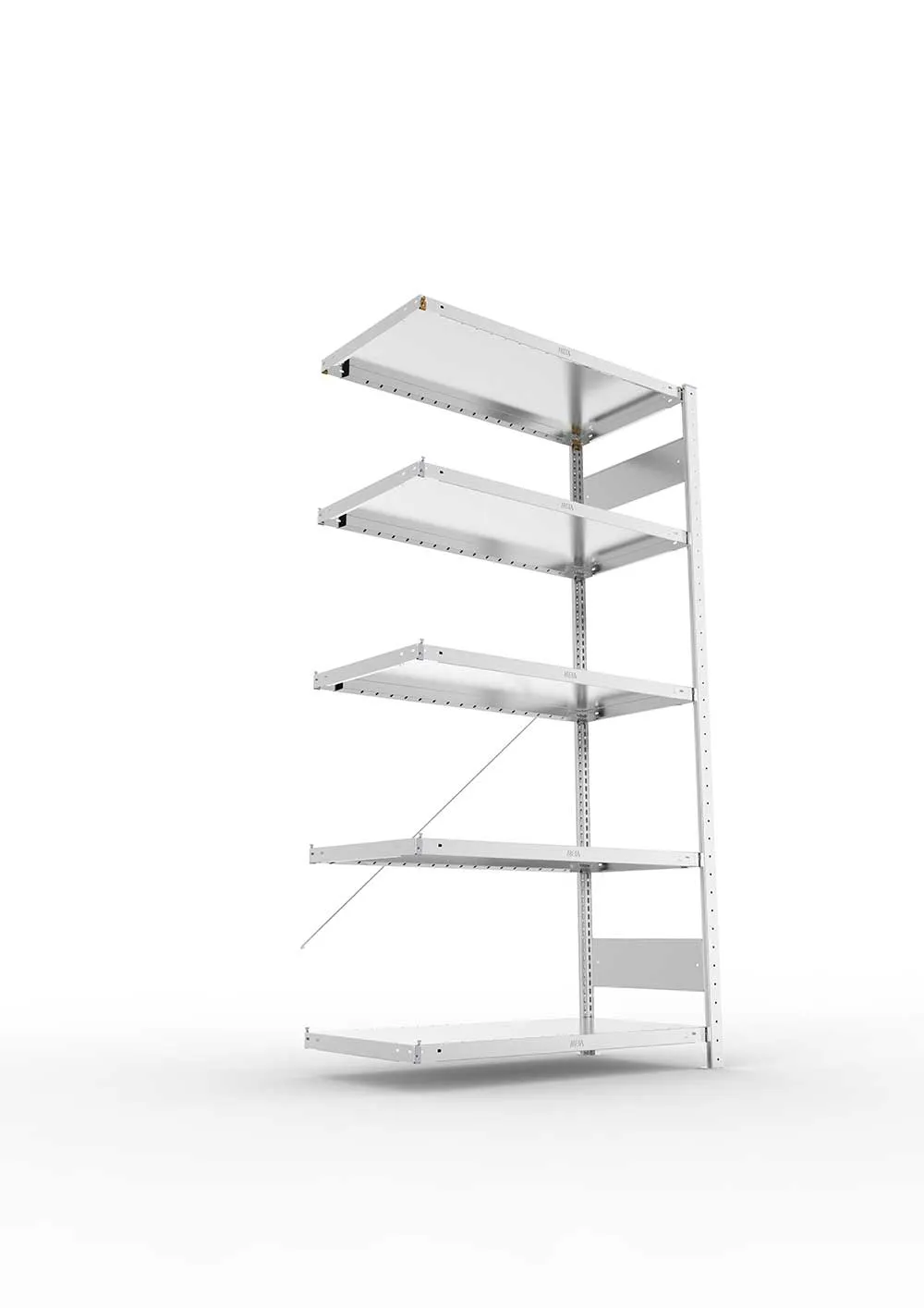 Metallregal Pro-Max Stecksystem Anbauregal – 200×100×50 cm, 230 kg, verzinkt, 5 Böden
