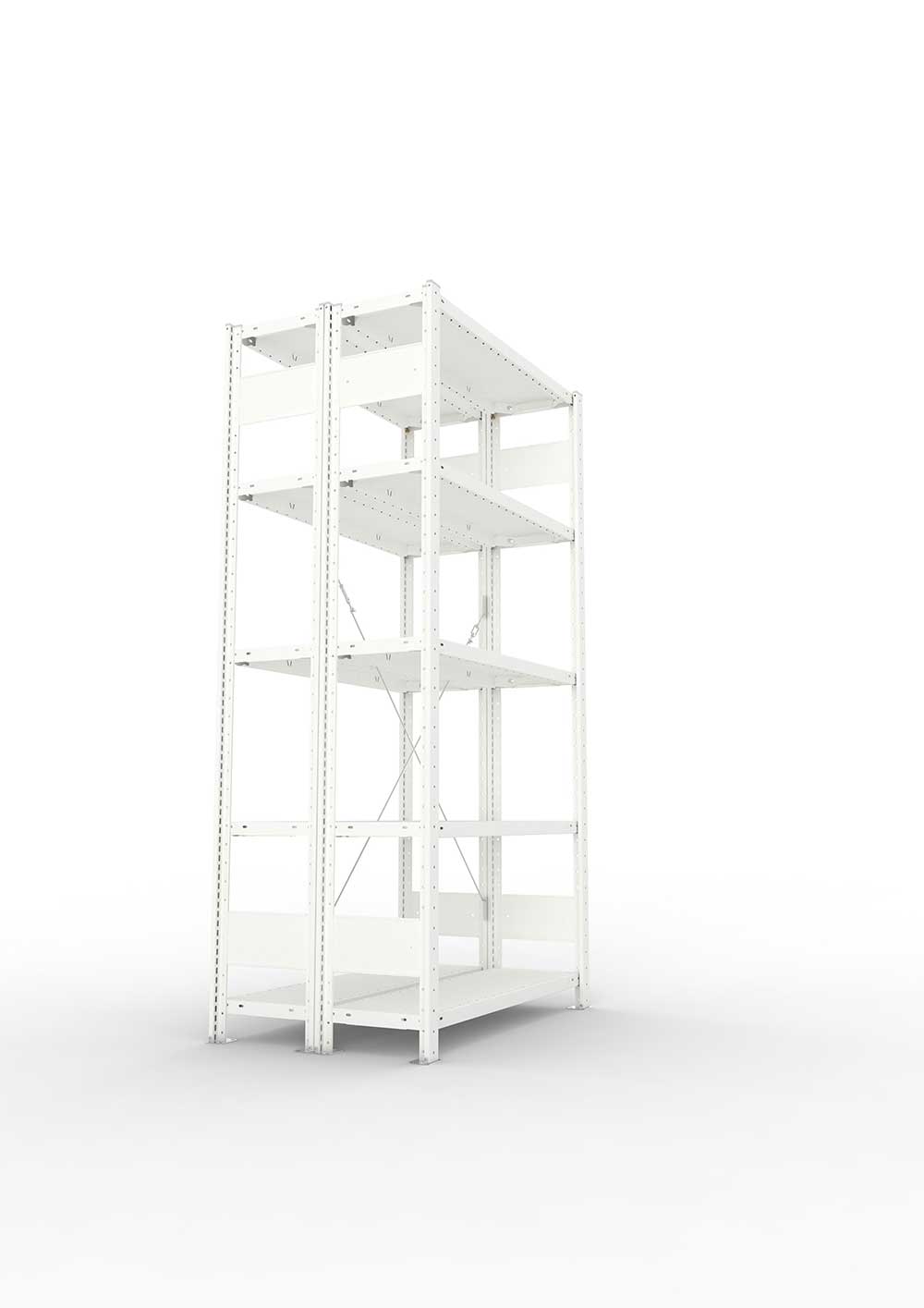 Metallregal Pro-Max Stecksystem Doppelgrundregal – 200×100×30 cm, 150 kg, RAL 7035