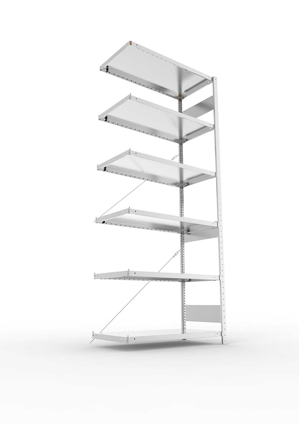 Kellerregal Pro-Flex Stecksystem Anbauregal – 250×100×50 cm, 230 kg, verzinkt, 6 Böden