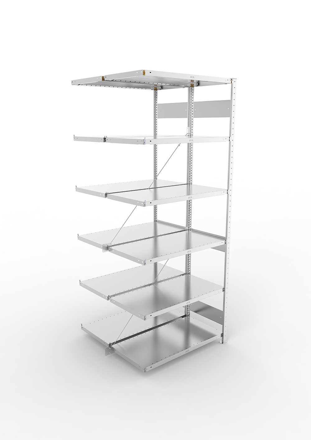 Metallregal Pro-Flex Stecksystem Doppelanbauregal – 250×100×50 cm, 230 kg, verzinkt