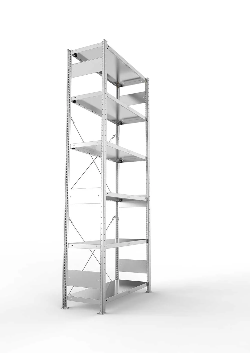 Metallregal Pro-Max Stecksystem Grundregal – 250×100×40 cm, 230 kg, verzinkt, 6 Böden