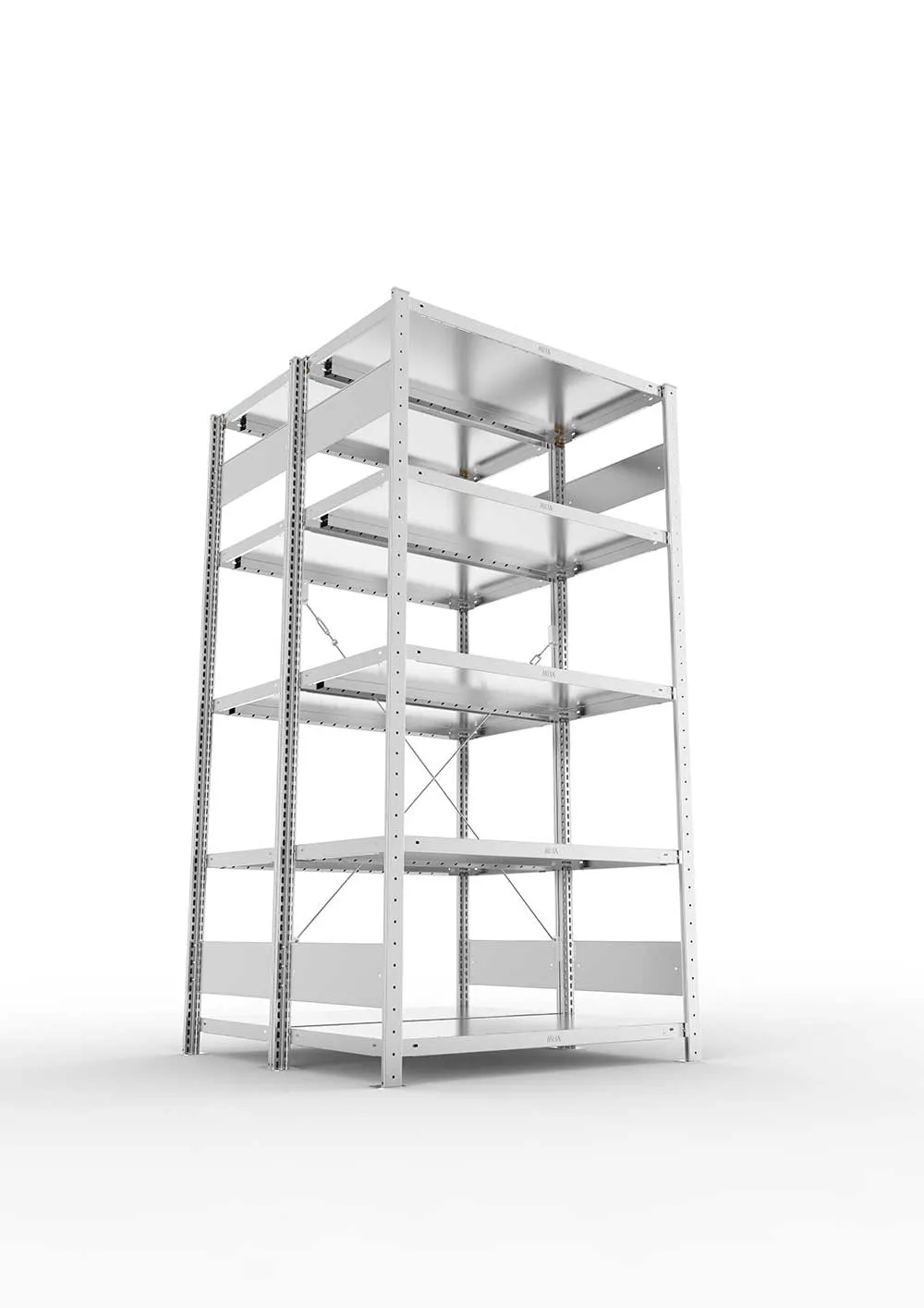 Metallregal Pro-Flex Stecksystem Doppelgrundregal – 200×100×50 cm, 230 kg, verzinkt