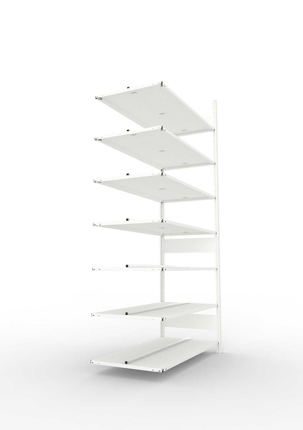 Büroregal Pro-Max Stecksystem Anbauregal – 250×125×60 cm, RAL 7035, doppelseitig