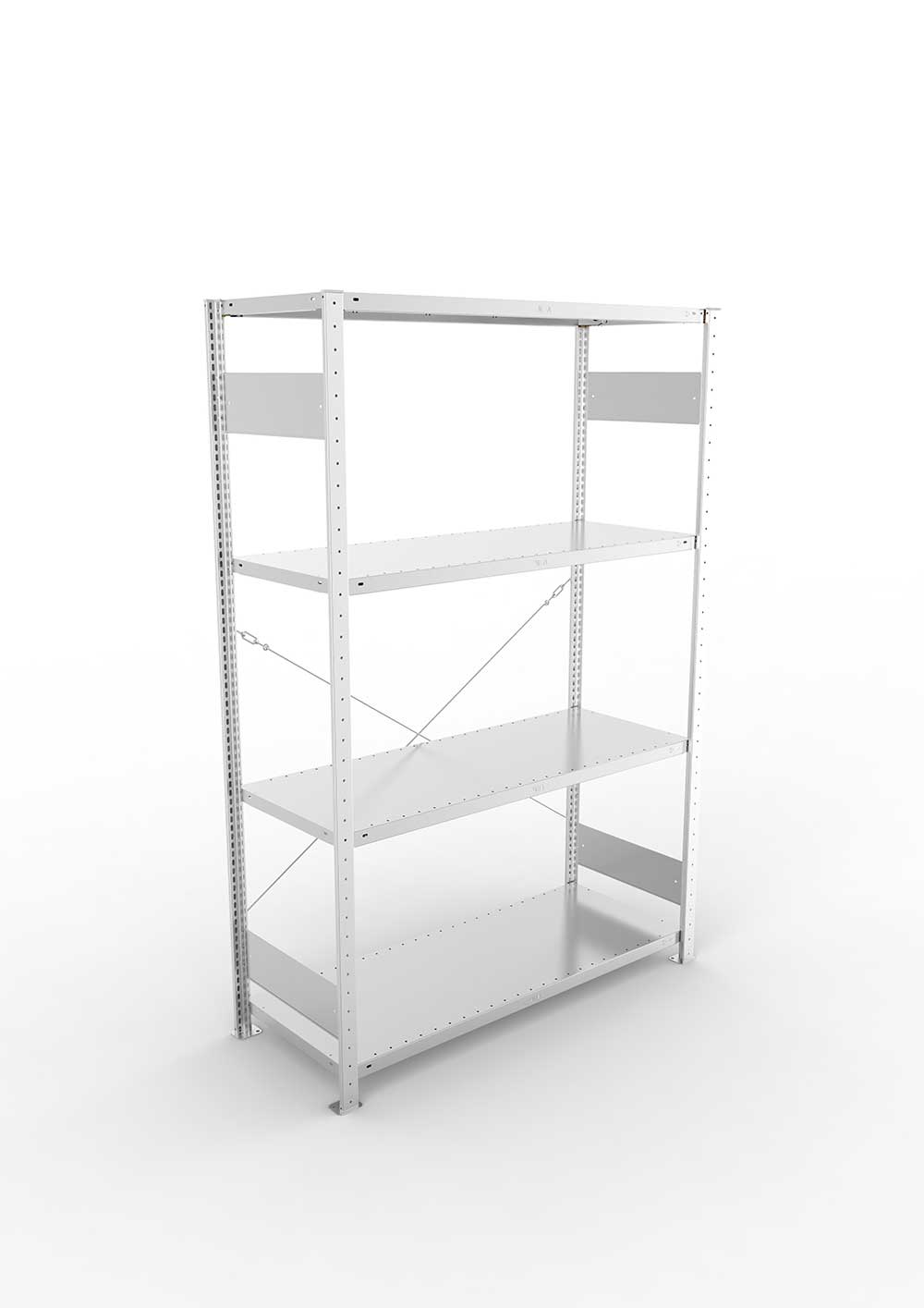 Metallregal Pro-Flex Stecksystem Grundregal – 200×130×50 cm, 230 kg, verzinkt, 4 Böden