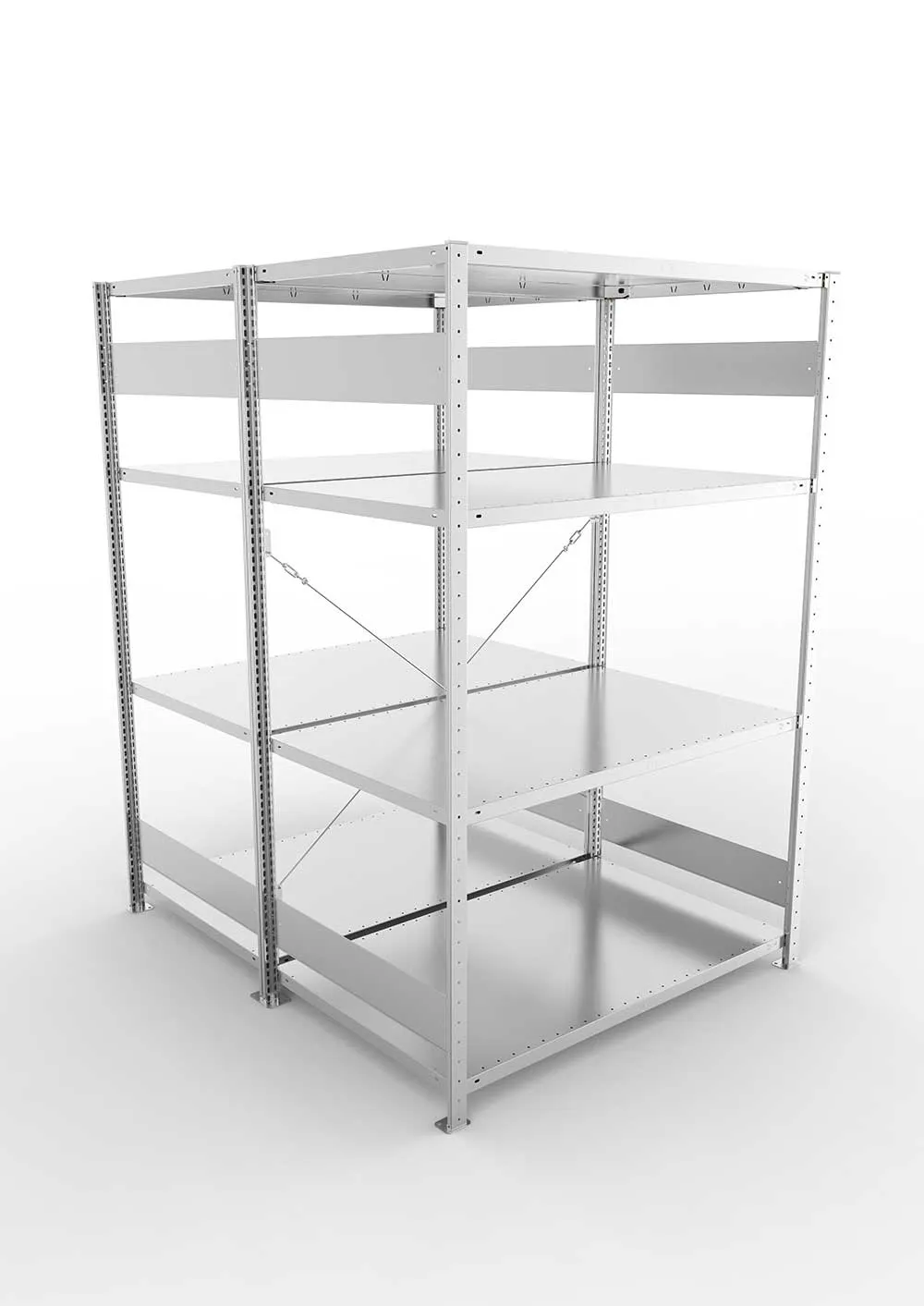 Metallregal Pro-Flex Stecksystem Doppelgrundregal – 200×130×80 cm, 230 kg, verzinkt