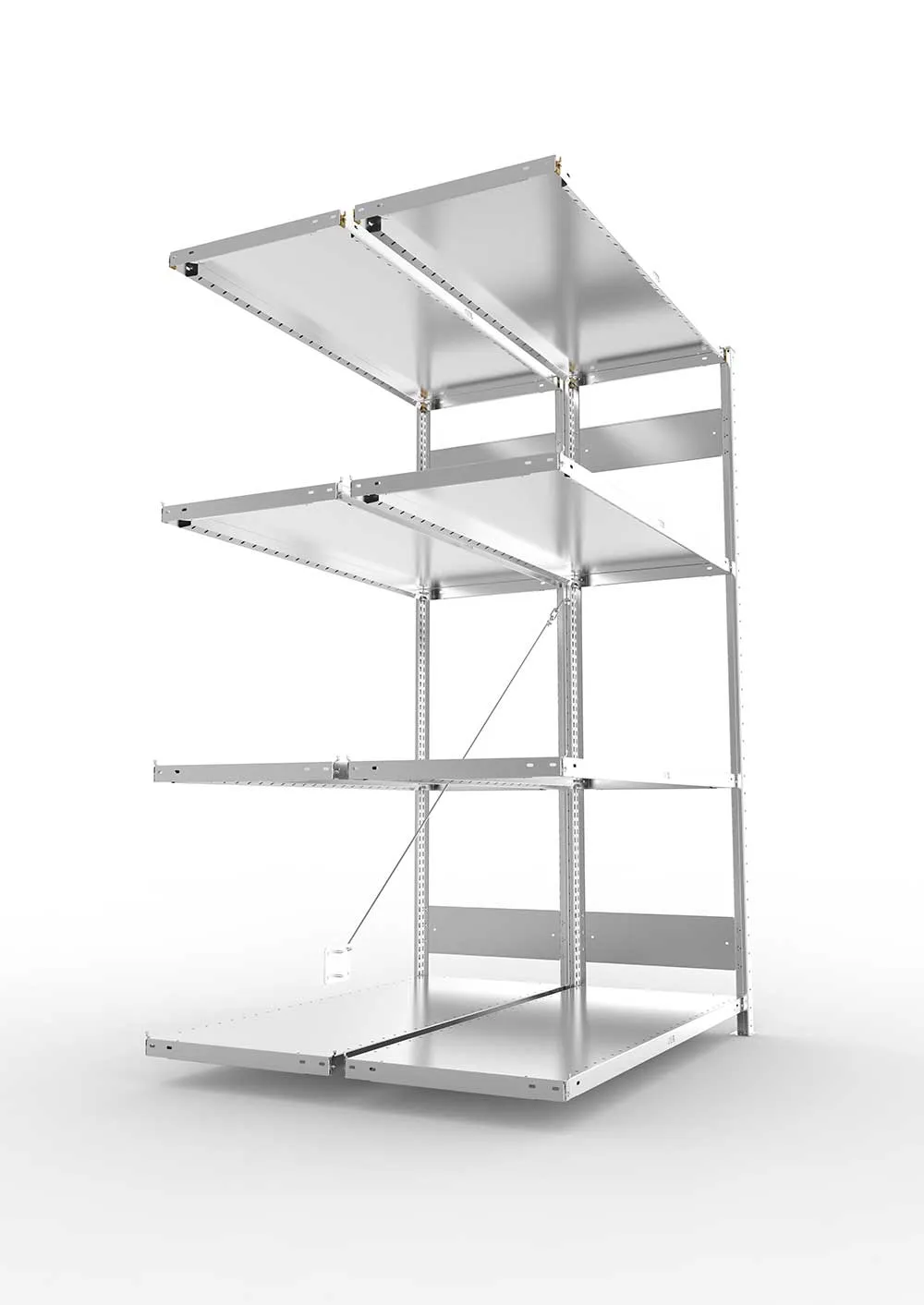 Metallregal Pro-Flex Stecksystem Doppelanbauregal – 200×130×50 cm, 230 kg, verzinkt