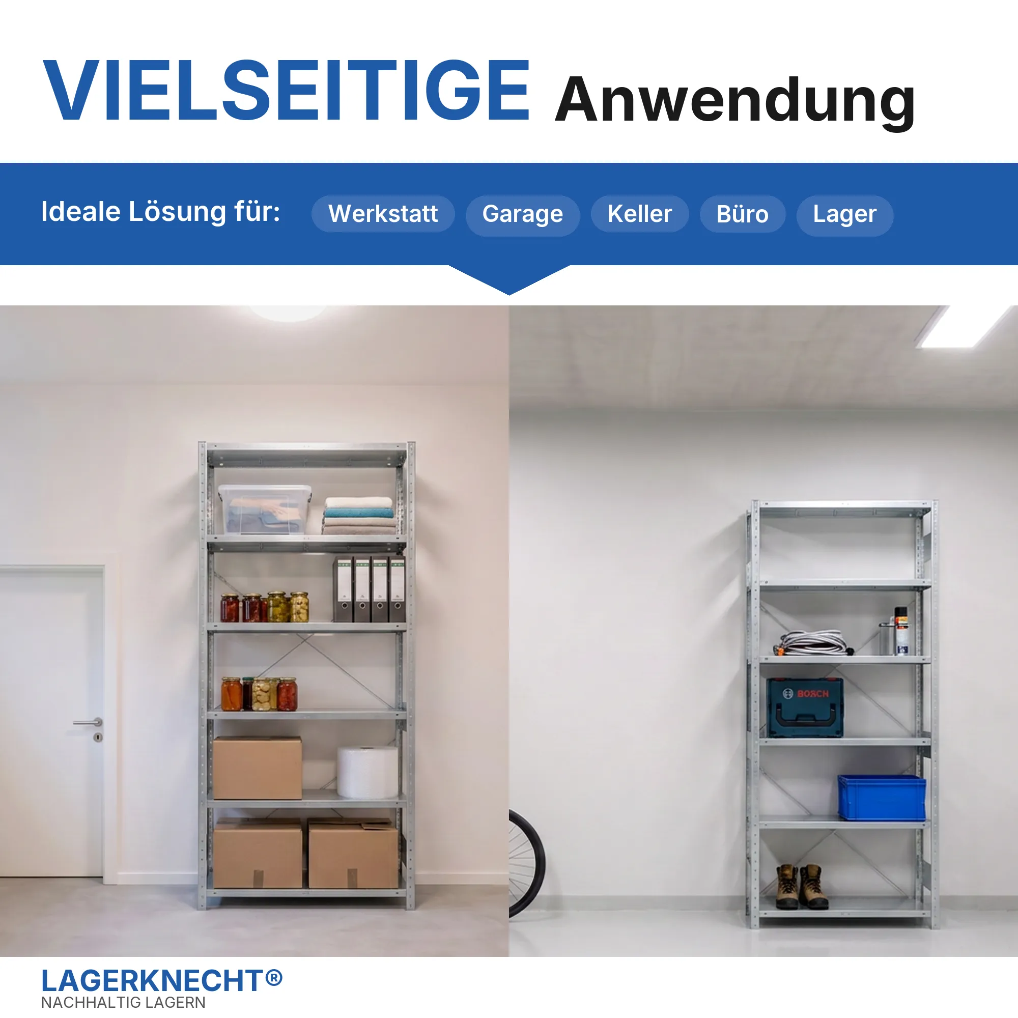 Schwerlastregal Pro-Flex Stecksystem Grundregal – 250×100×30 cm, 150 kg, verzinkt, 6 Böden