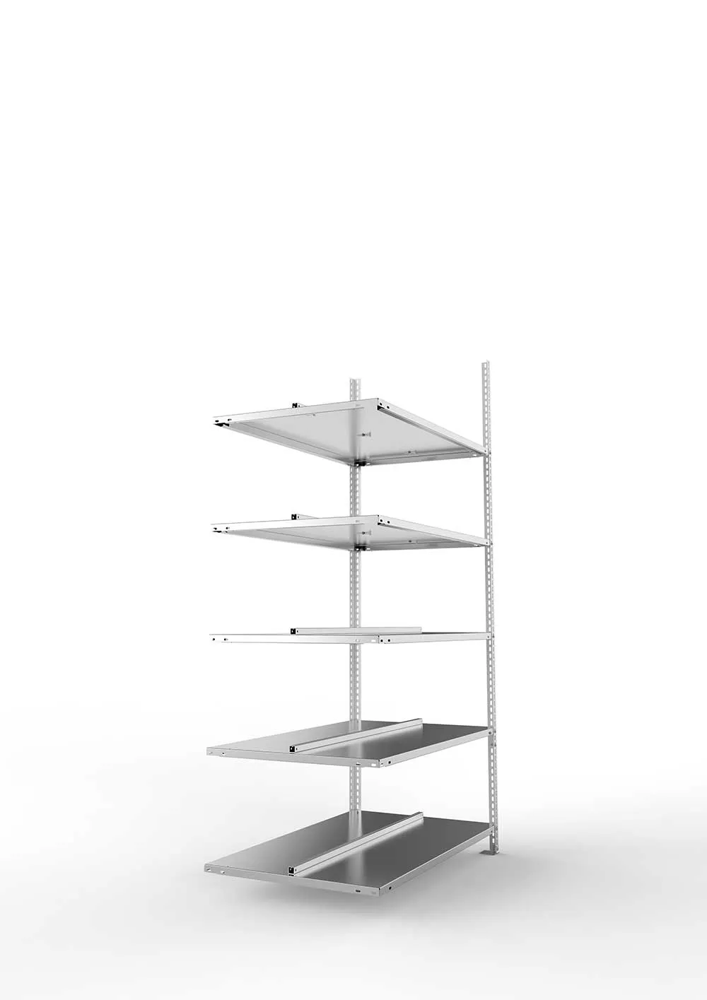 Büroregal Pro Schraubsystem Anbauregal – 185×100×60 cm, verzinkt, doppelseitig