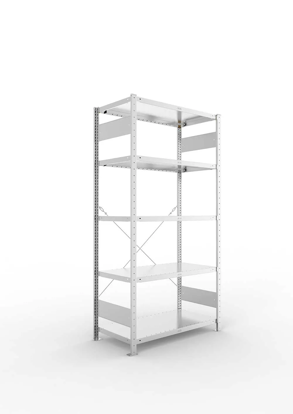 Metallregal Pro-Max Stecksystem Grundregal – 200×100×50 cm, 230 kg, verzinkt, 5 Böden