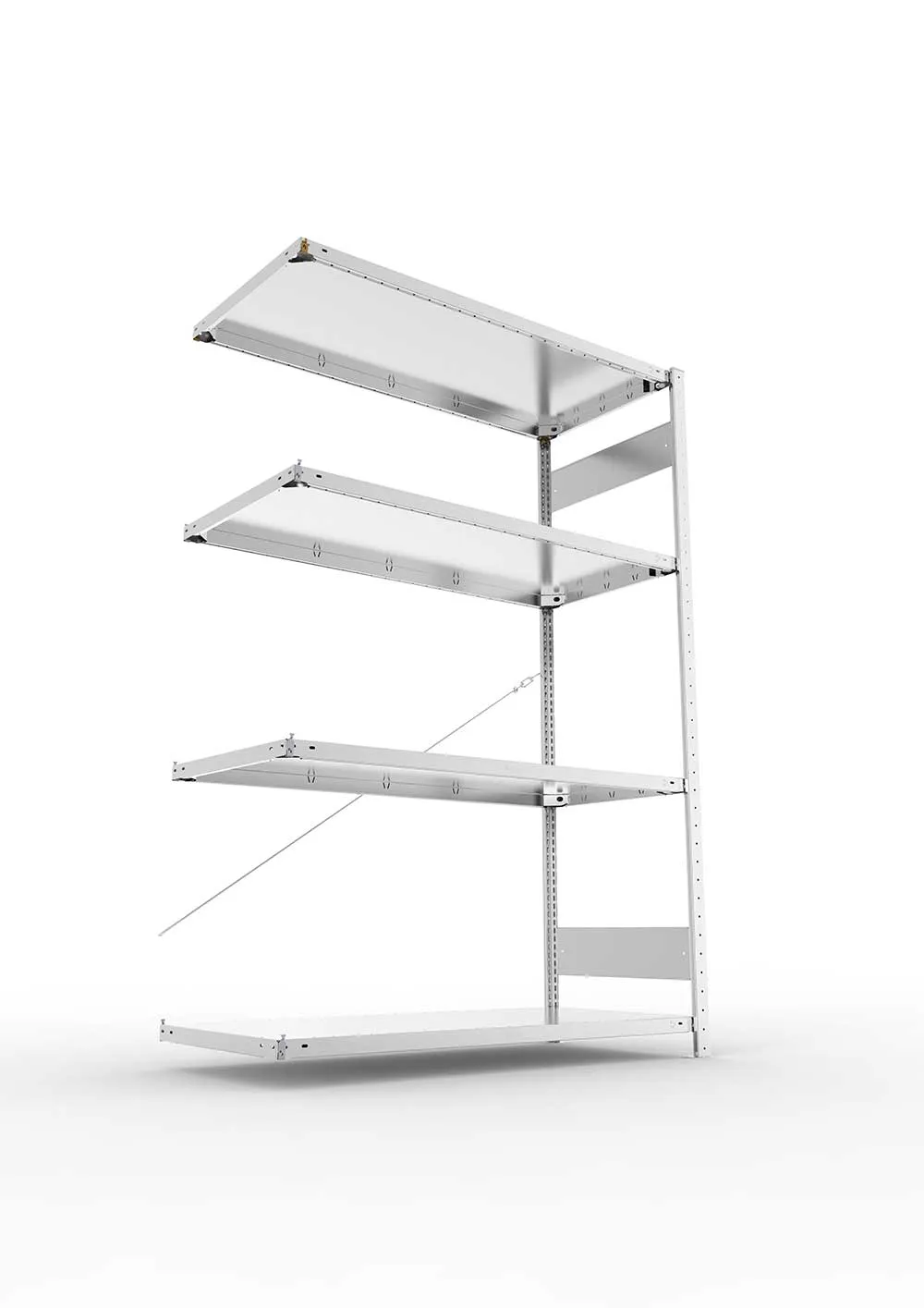 Metallregal Pro-Max Stecksystem Anbauregal – 200×130×60 cm, 230 kg, verzinkt, 4 Böden