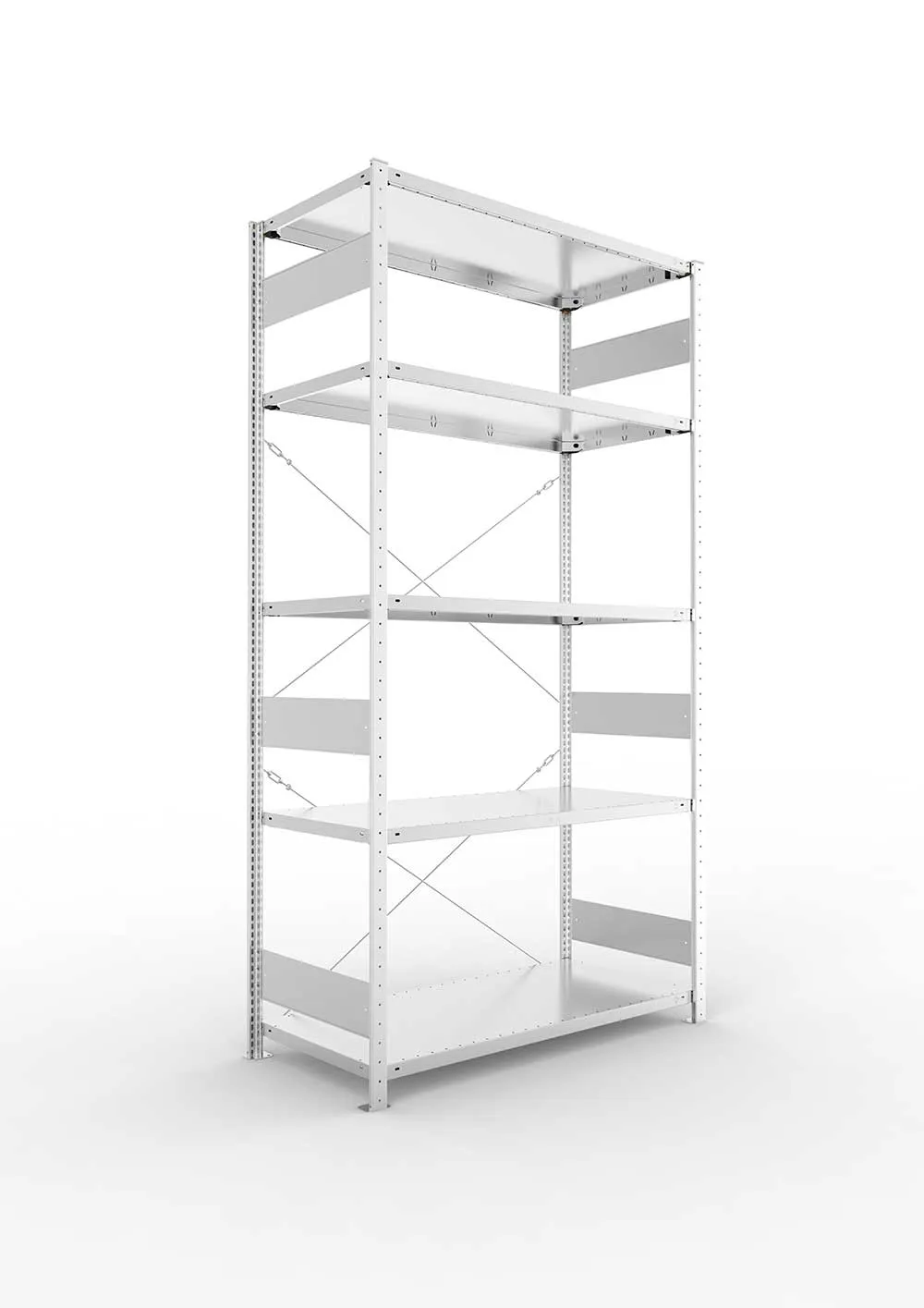 Metallregal Pro-Flex Stecksystem Grundregal – 250×130×60 cm, 230 kg, verzinkt, 5 Böden