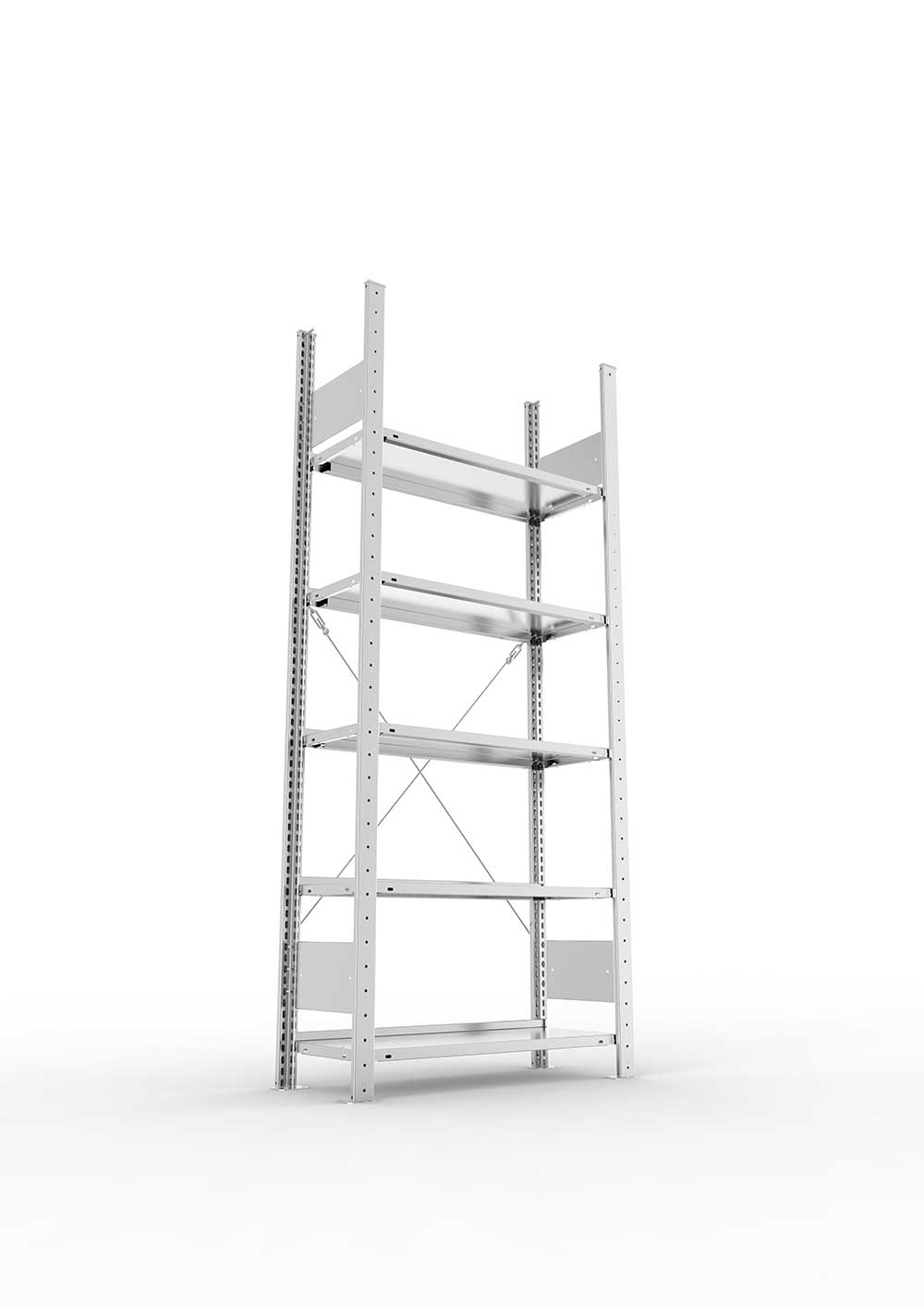 Büroregal Pro-Flex Stecksystem Grundregal – 185×75×30 cm, verzinkt, einseitig