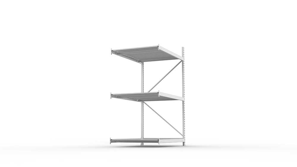 Weitspannregal Anbauregal 220×140×105 cm – Stahlpaneele, verzinkt