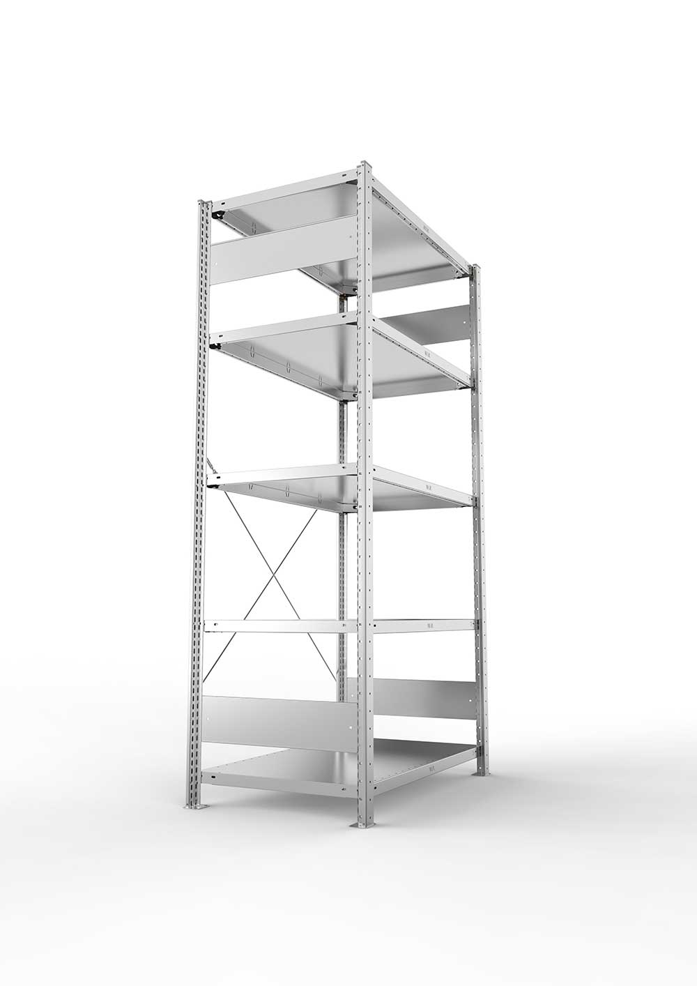 Metallregal Pro-Max Stecksystem Grundregal – 200×100×60 cm, 150 kg, verzinkt, 5 Böden