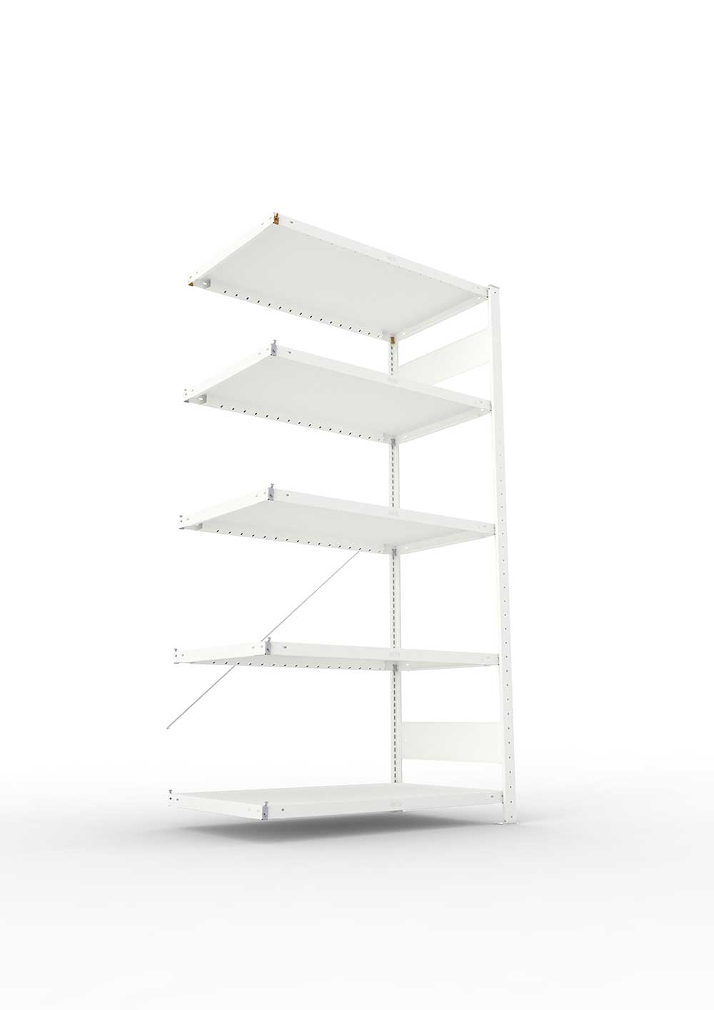 Metallregal Pro-Max Stecksystem Anbauregal – 200×100×60 cm, 230 kg, RAL 7035, 5 Böden
