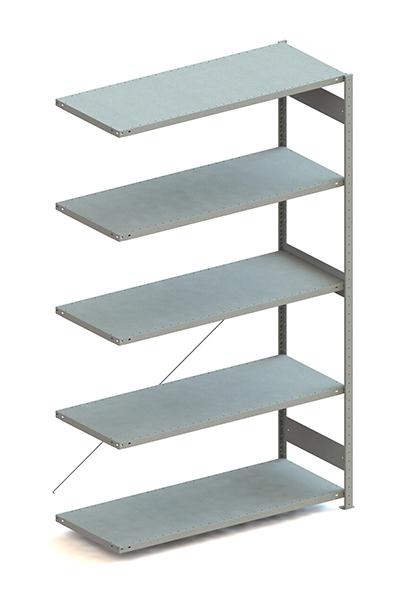 Metallregal Pro-Max Stecksystem Anbauregal – 250×150×60 cm, 200 kg, verzinkt, 5 Böden