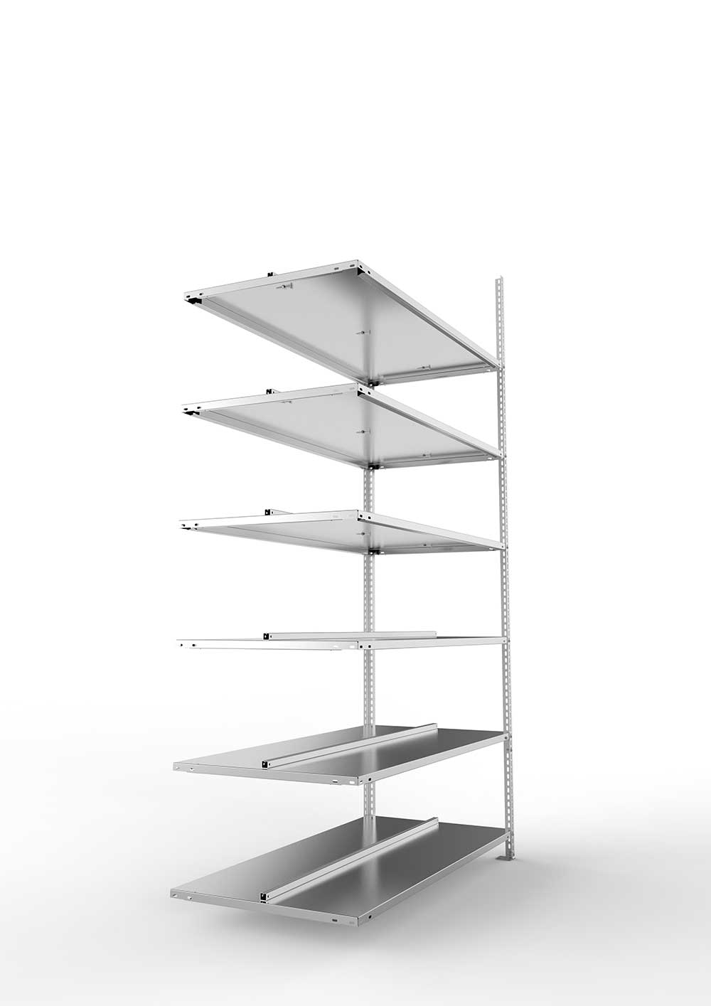 Büroregal Pro Schraubsystem Anbauregal – 220×125×60 cm, verzinkt