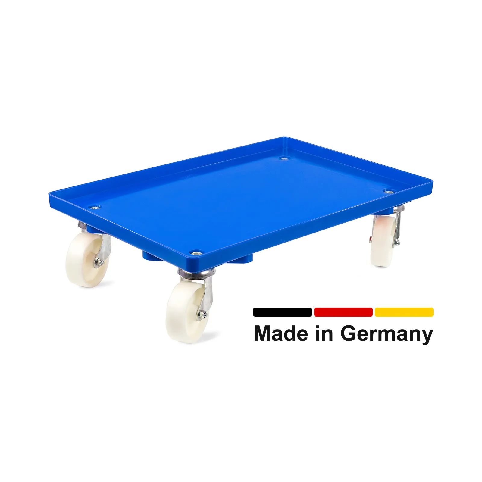 Transportroller für 60x40 cm, geschlossen, Kunststoffräder, 4 Lenkrollen, blau