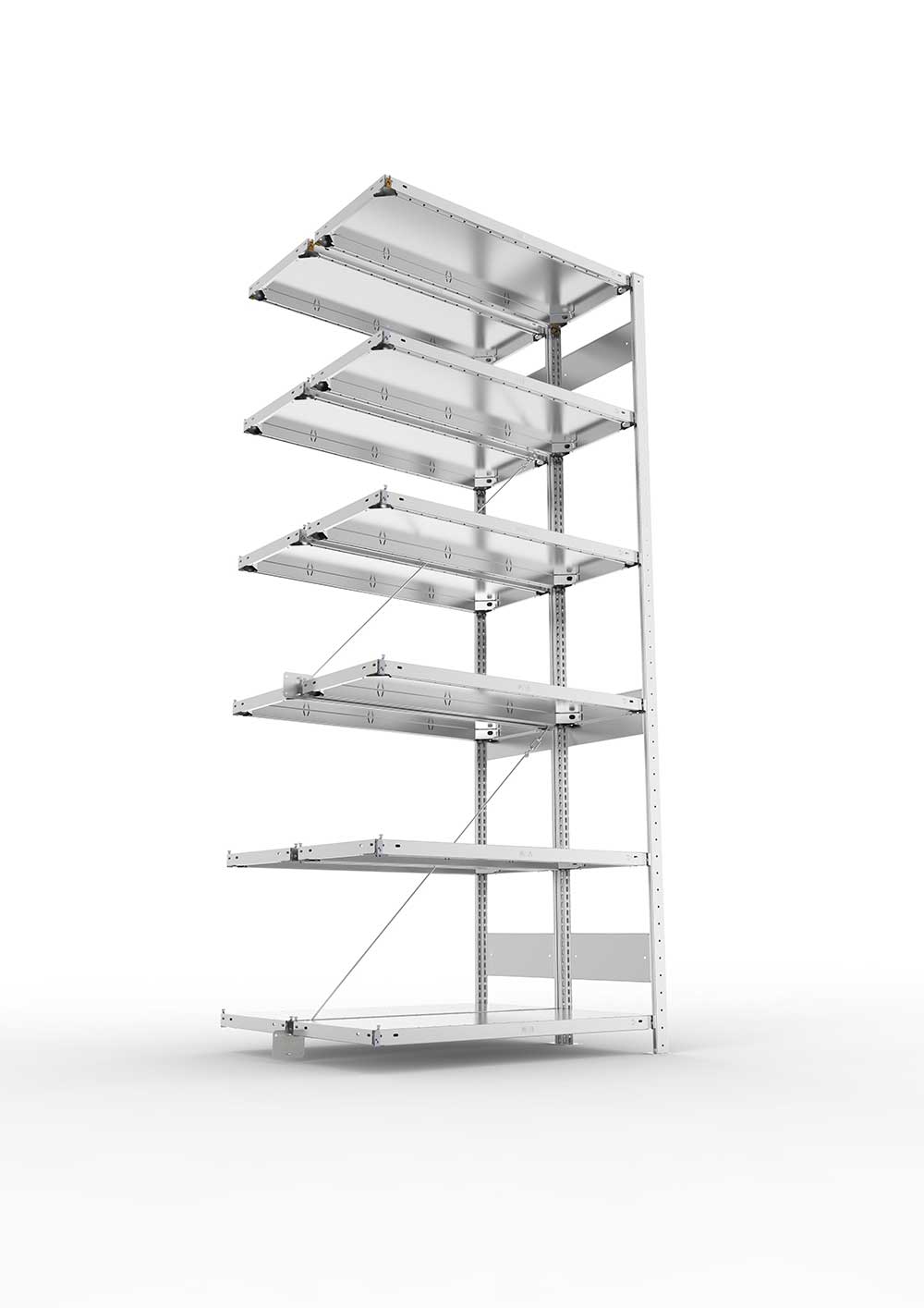 Metallregal Pro-Max Stecksystem Doppelanbauregal – 250×100×40 cm, 150 kg, verzinkt