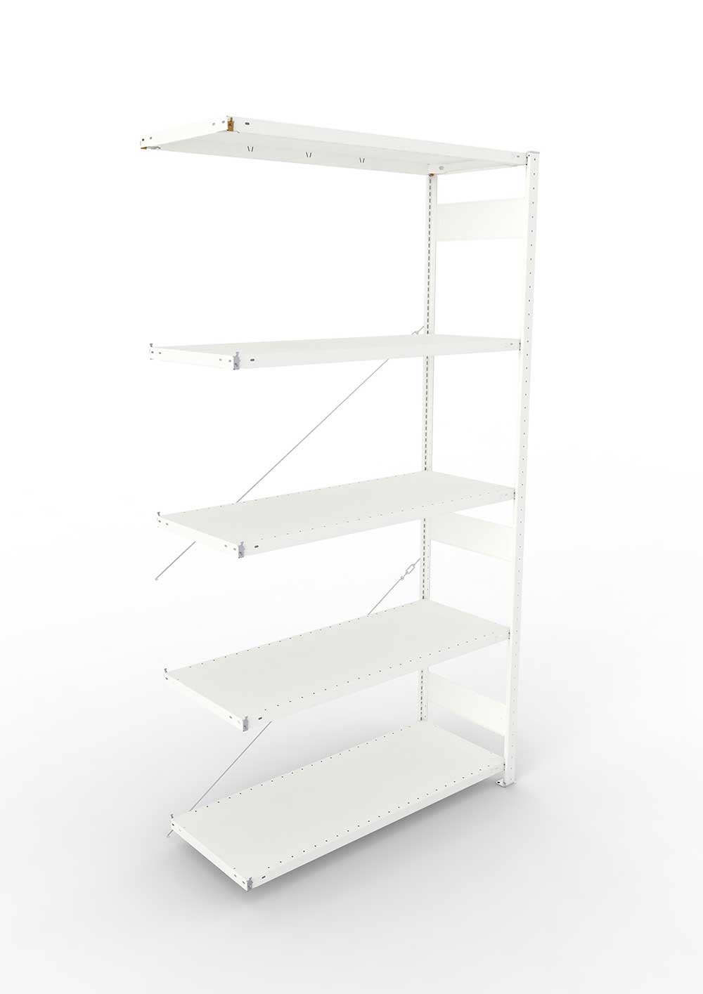 Metallregal Pro-Max Stecksystem Anbauregal – 250×130×50 cm, 230 kg, RAL 7035, 5 Böden