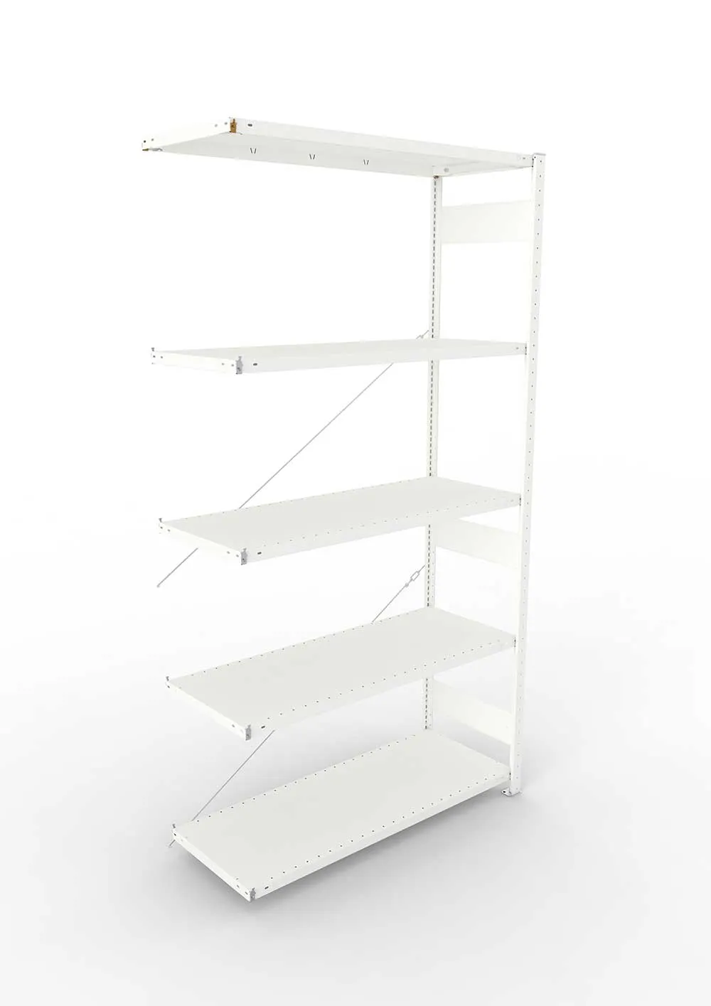 Metallregal Pro-Max Stecksystem Anbauregal – 250×130×50 cm, 230 kg, RAL 7035, 5 Böden