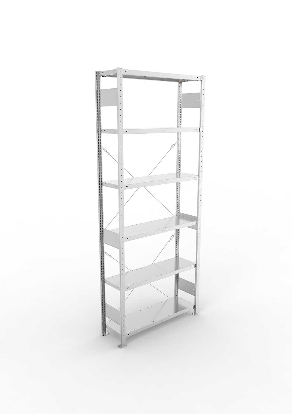 Metallregal Pro-Max Stecksystem Grundregal – 250×100×30 cm, 150 kg, verzinkt, 6 Böden