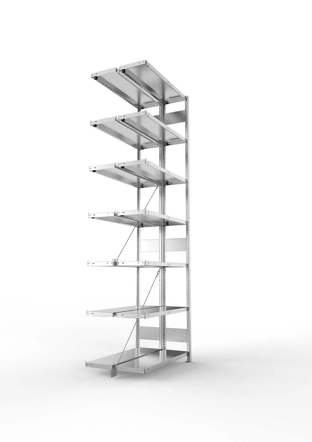 Metallregal Pro-Max Stecksystem Doppelanbauregal – 300×100×30 cm, 230 kg, verzinkt