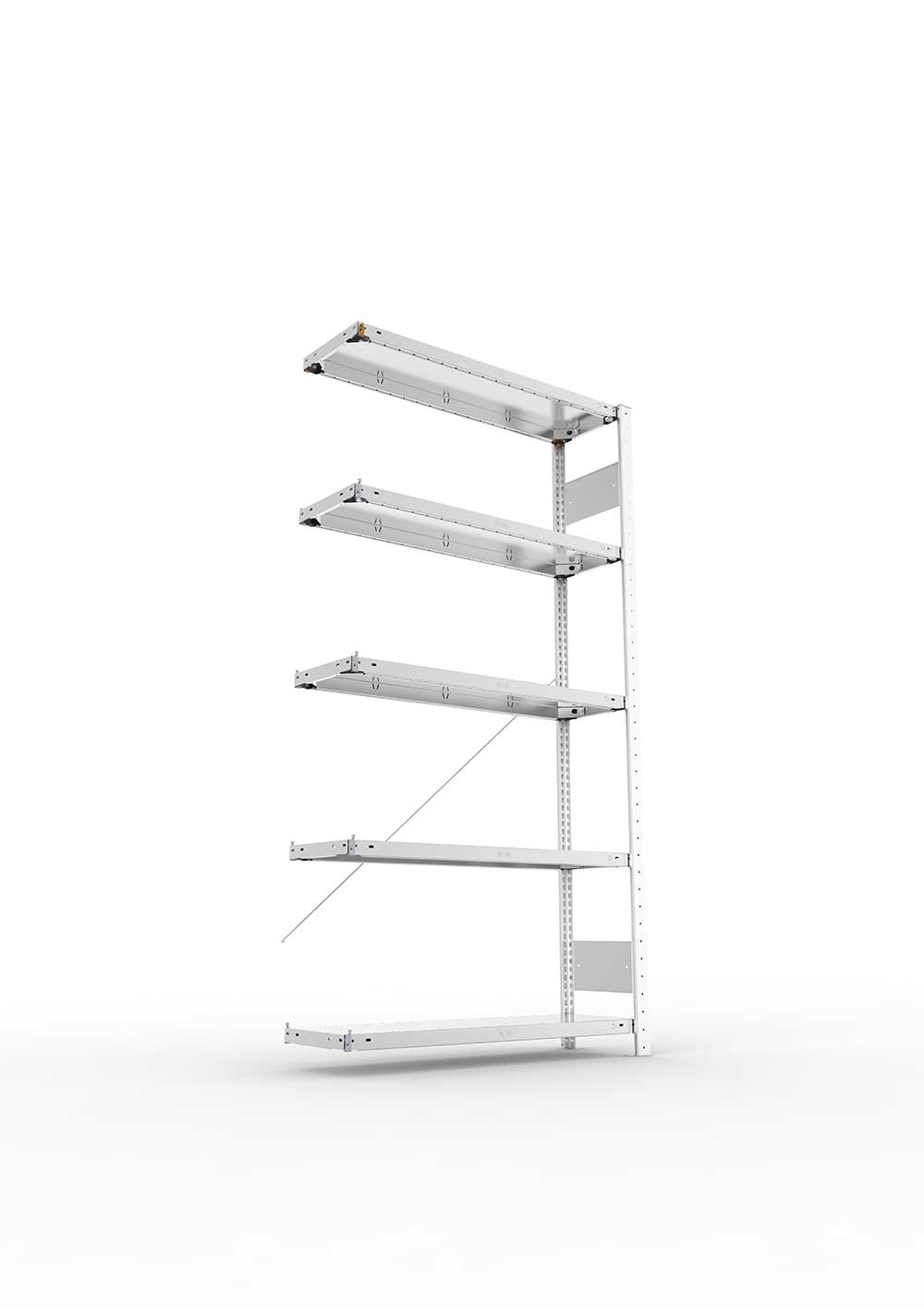 Metallregal Pro-Flex Stecksystem Anbauregal – 200×100×30 cm, 150 kg, verzinkt, 5 Böden