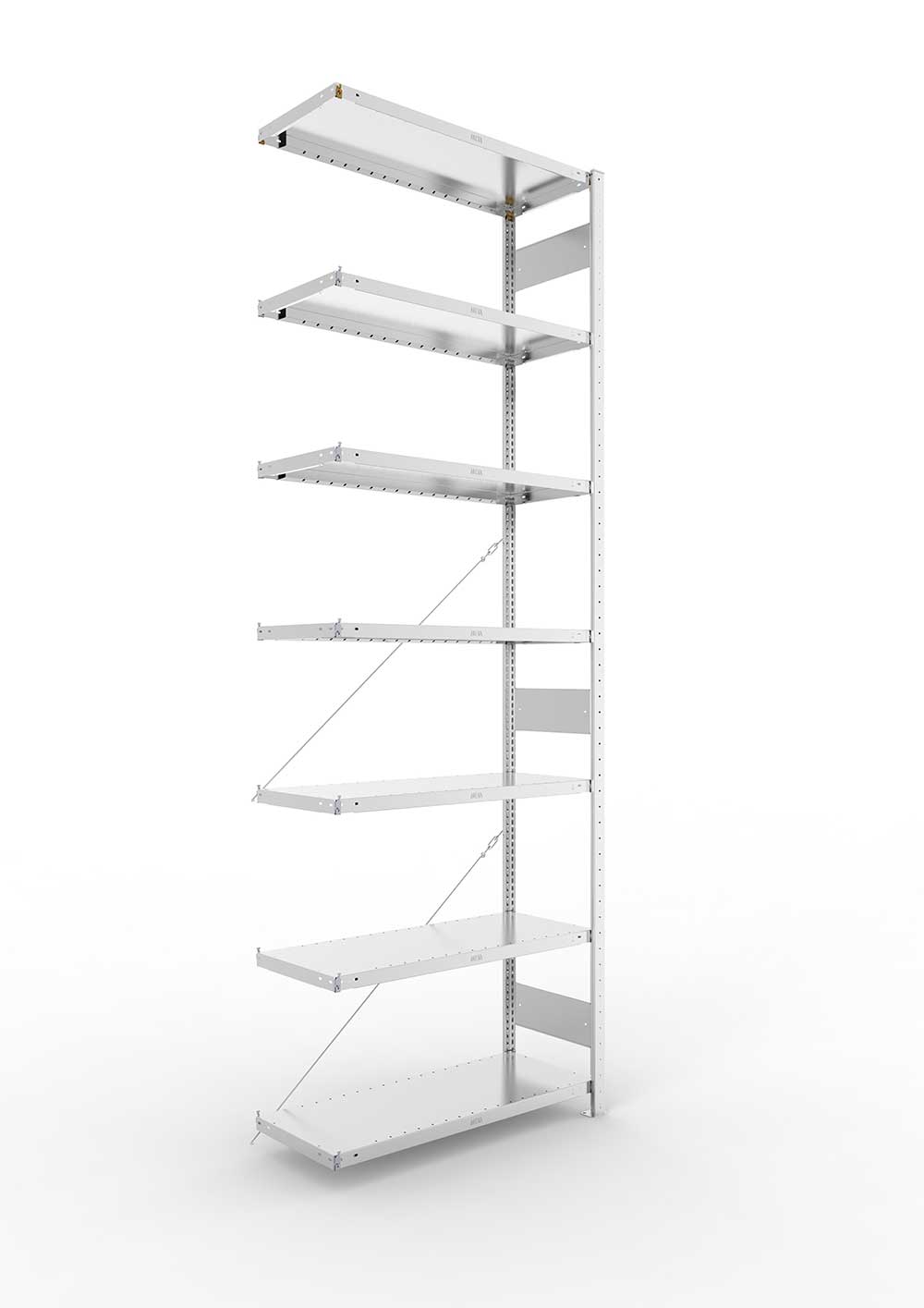 Metallregal Pro-Max Stecksystem Anbauregal – 300×100×40 cm, 230 kg, verzinkt, 7 Böden