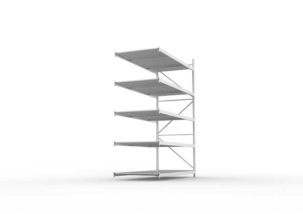 Weitspannregal Anbauregal 300×220×105 cm – Stahlpaneele, verzinkt