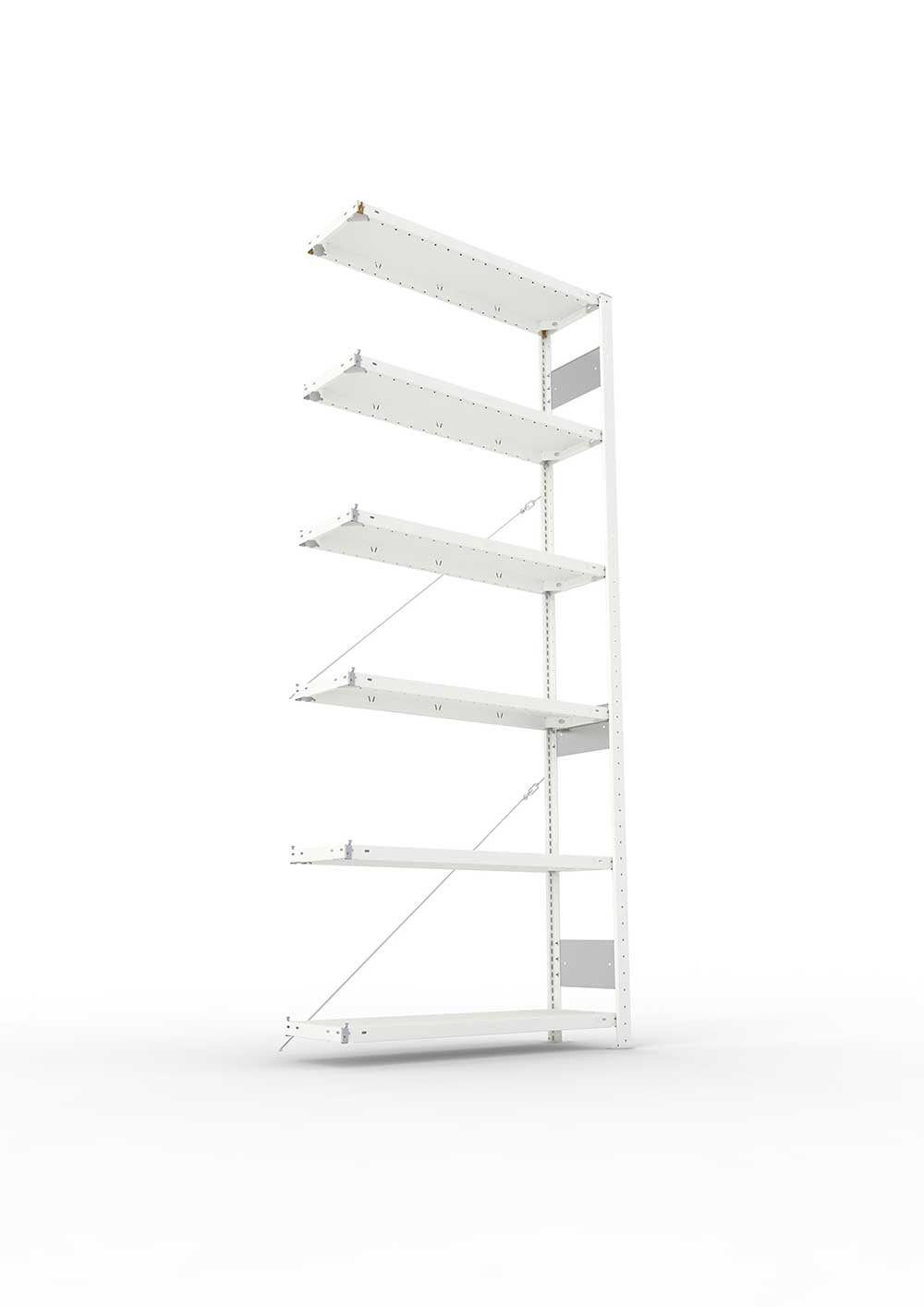 Metallregal Pro-Flex Stecksystem Anbauregal – 250×100×30 cm, 150 kg, RAL 7035, 6 Böden
