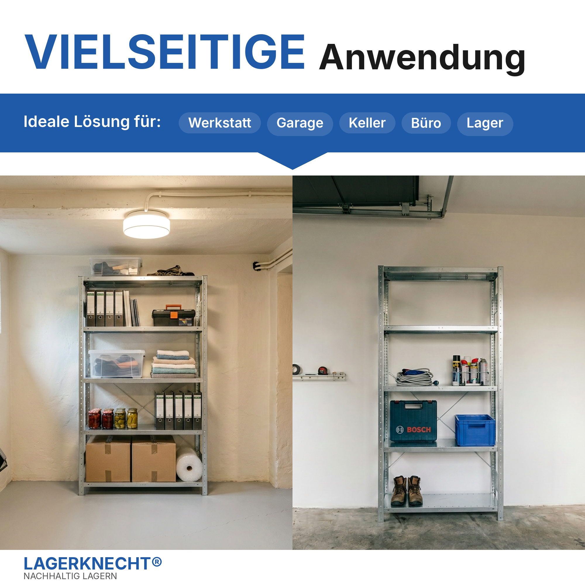 Metallregal Pro-Flex Stecksystem Grundregal – 200×100×30 cm, 150 kg, verzinkt, 5 Böden