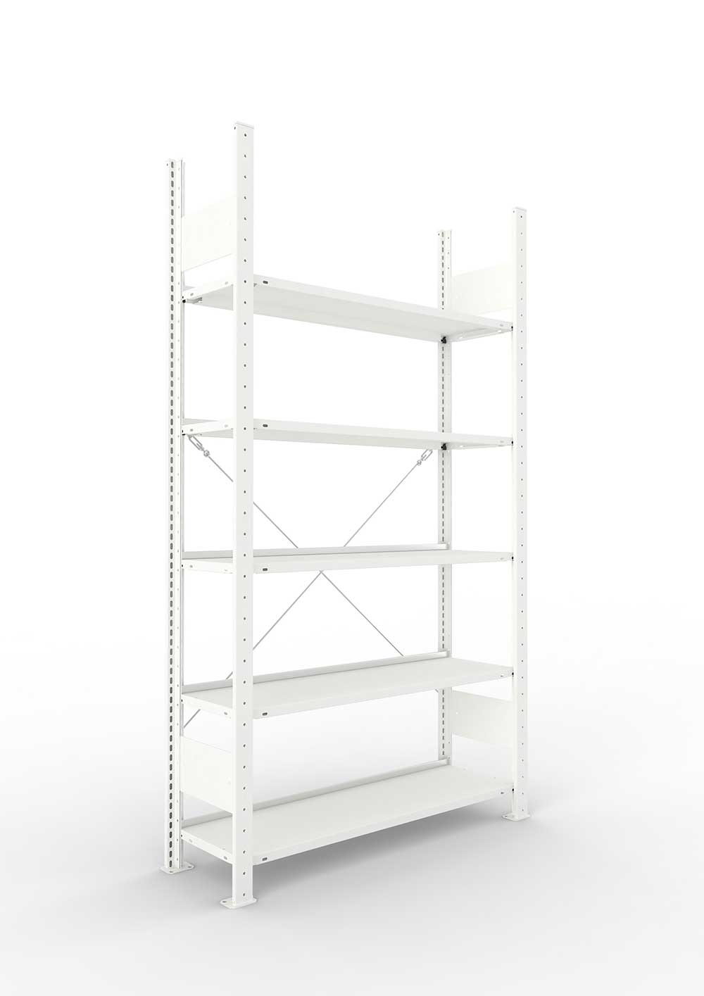 Büroregal Pro-Max Stecksystem Grundregal – 185×100×30 cm, RAL 7035, einseitig