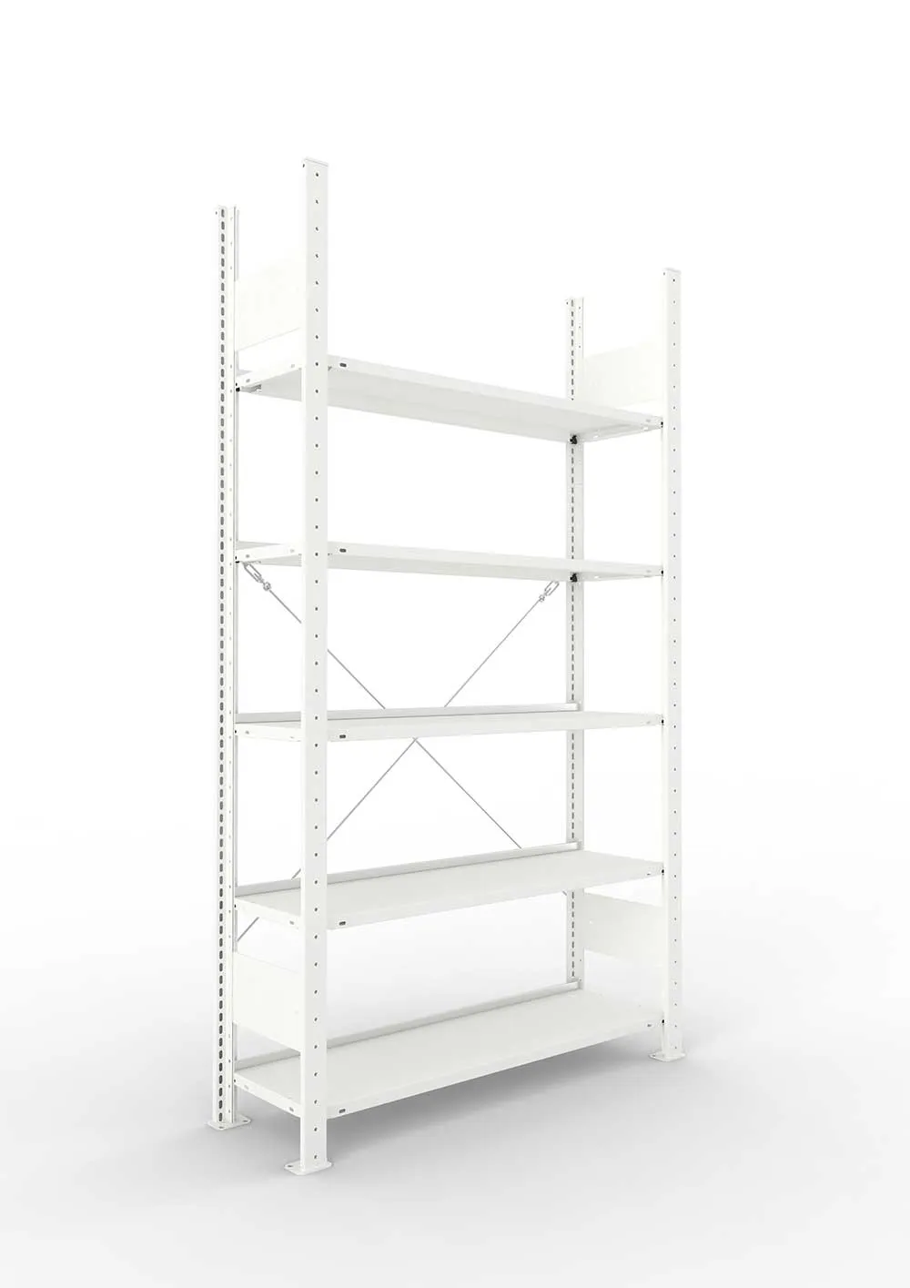 Büroregal Pro-Max Stecksystem Grundregal – 185×100×30 cm, RAL 7035, einseitig