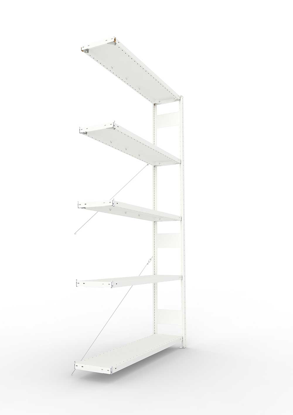 Metallregal Pro-Max Stecksystem Anbauregal – 250×130×30 cm, 230 kg, RAL 7035, 5 Böden