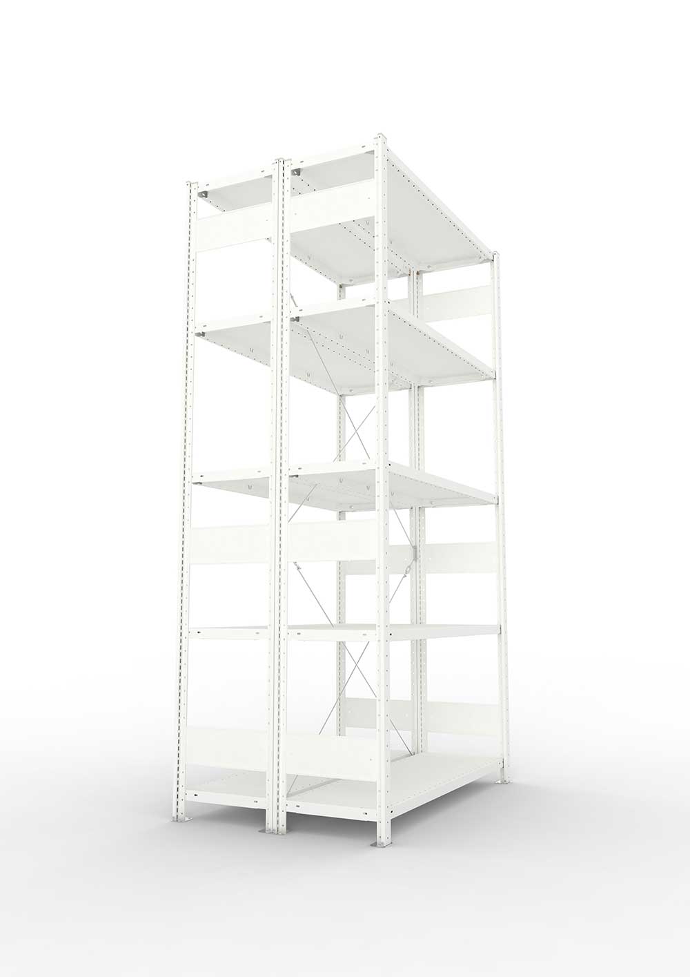 Metallregal Pro-Max Stecksystem Doppelgrundregal – 250×130×40 cm, 230 kg, RAL 7035