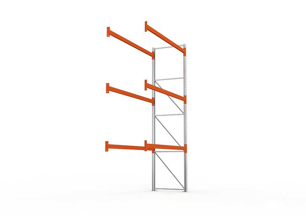 Palettenregal Anbaumodul – 440×278×110 cm, bis 800 kg, 4 Ebenen