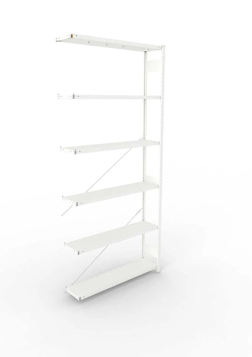 Metallregal Pro-Max Stecksystem Anbauregal – 300×130×30 cm, 230 kg, RAL 7035, 6 Böden