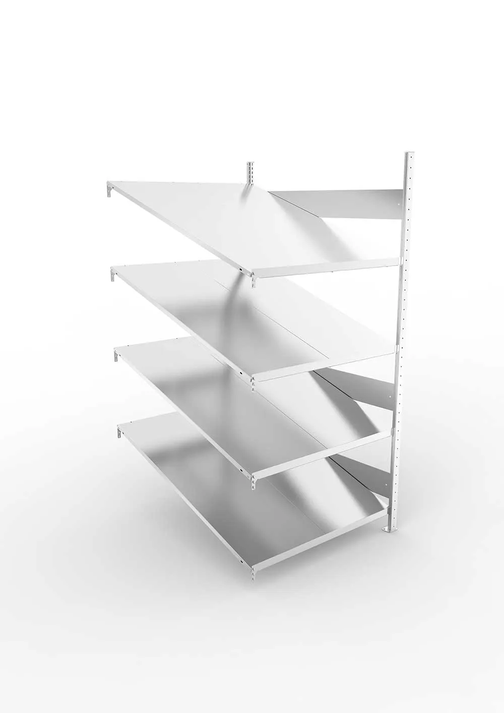 Metallregal Schrägbodenregal Metallregal S3 80 Anbauregal für Regalsystem Metall 2000 x 1000 x 1228vzk kpl. mit 4 Fachebenen