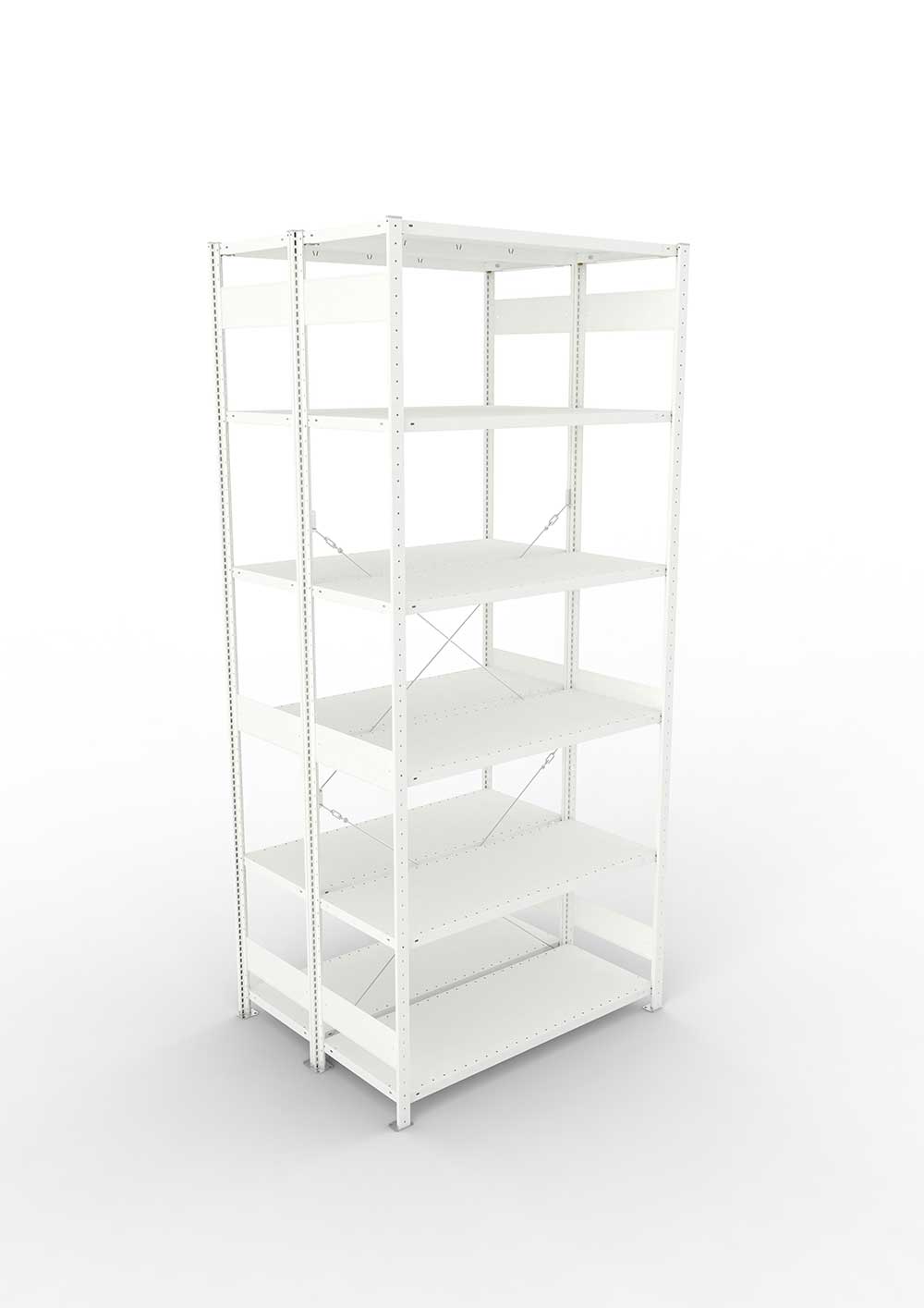 Metallregal Pro-Max Stecksystem Doppelgrundregal – 300×130×50 cm, 230 kg, RAL 7035