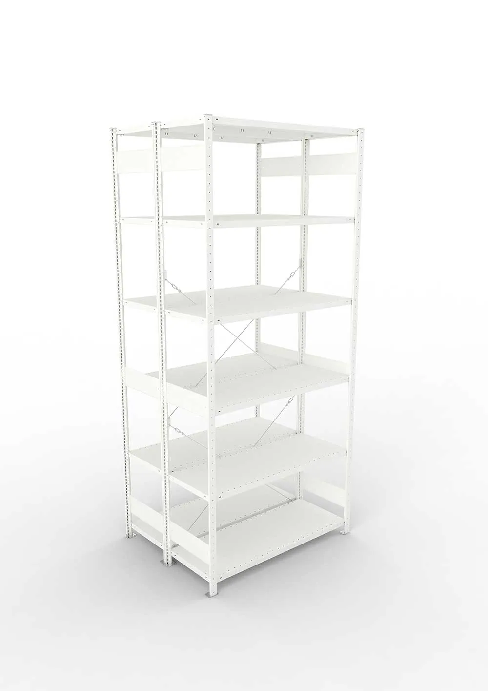 Metallregal Pro-Max Stecksystem Doppelgrundregal – 300×130×50 cm, 230 kg, RAL 7035