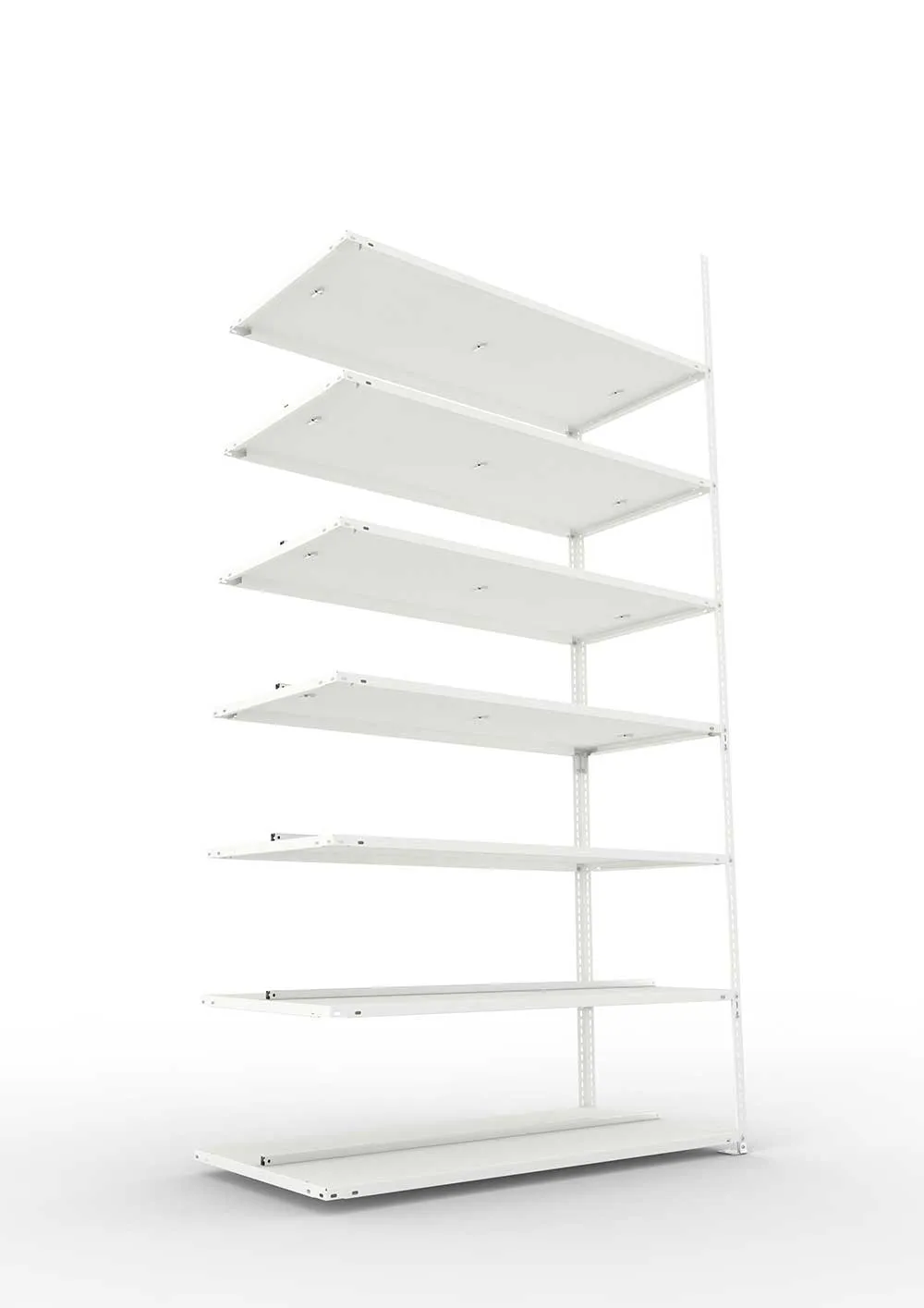 Büroregal Pro Schraubsystem Anbauregal – 250×125×60 cm, RAL 7035, doppelseitig